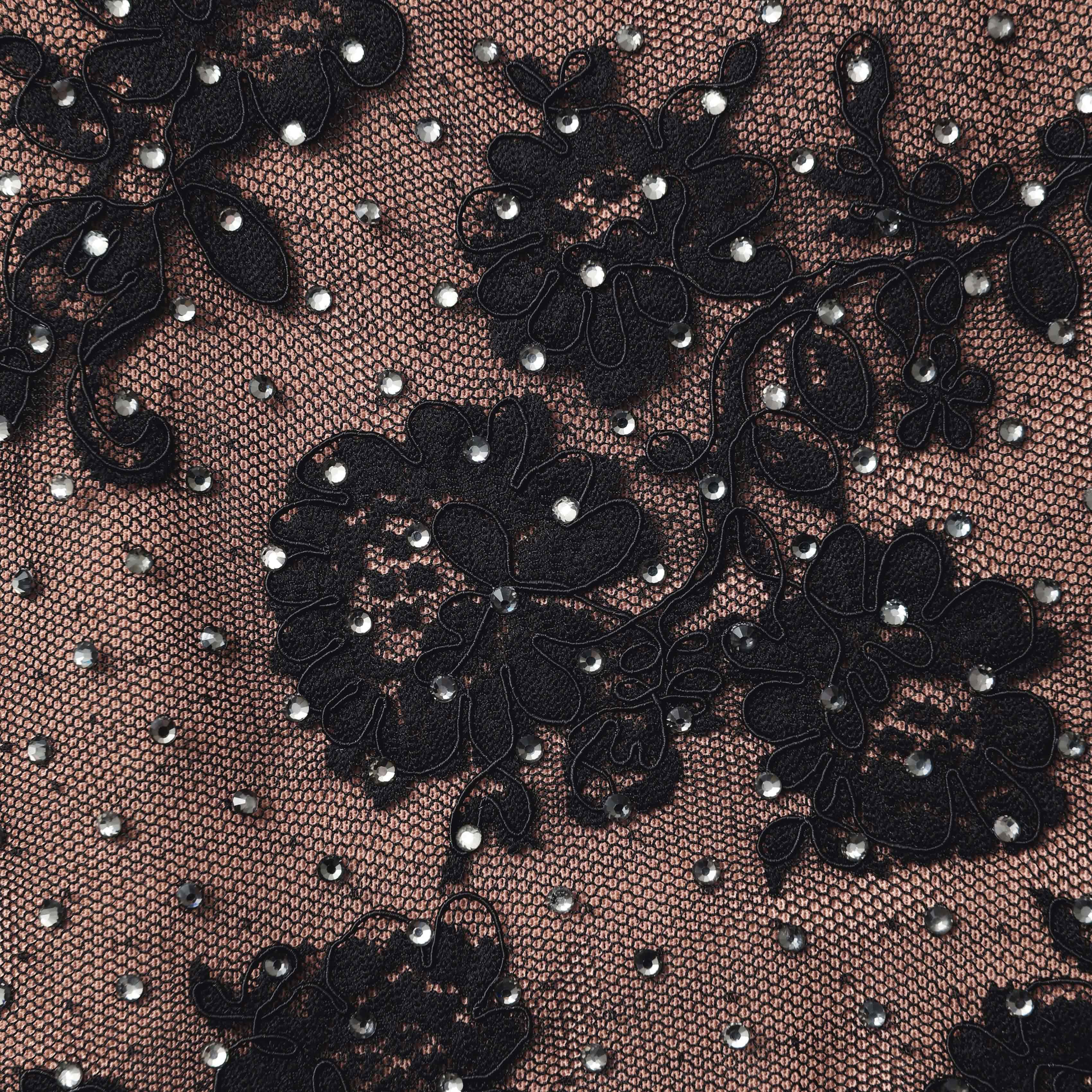 Black Rhinestone Lace Maxi Dress - Image 5