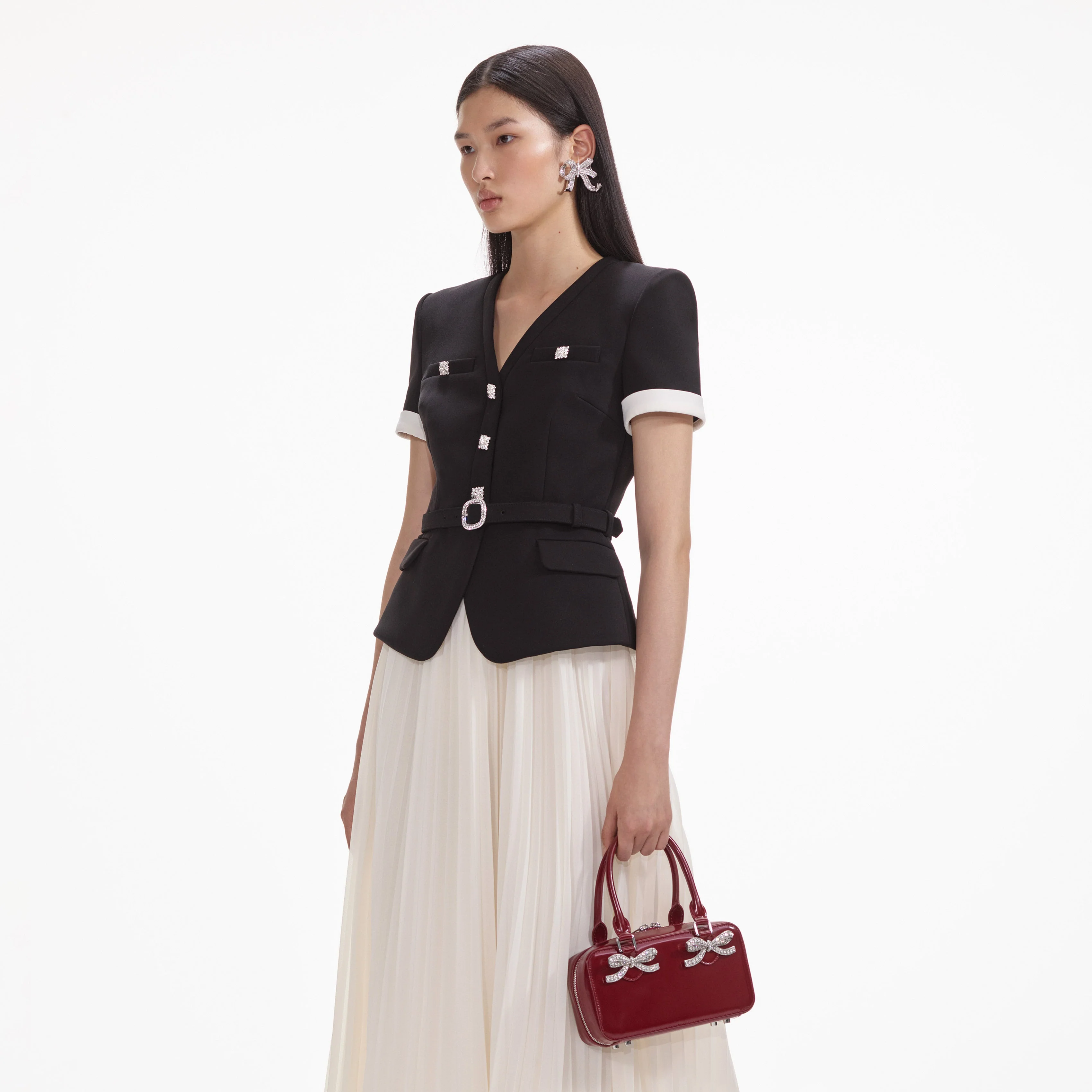 Crystal Bow Earrings - Image 4