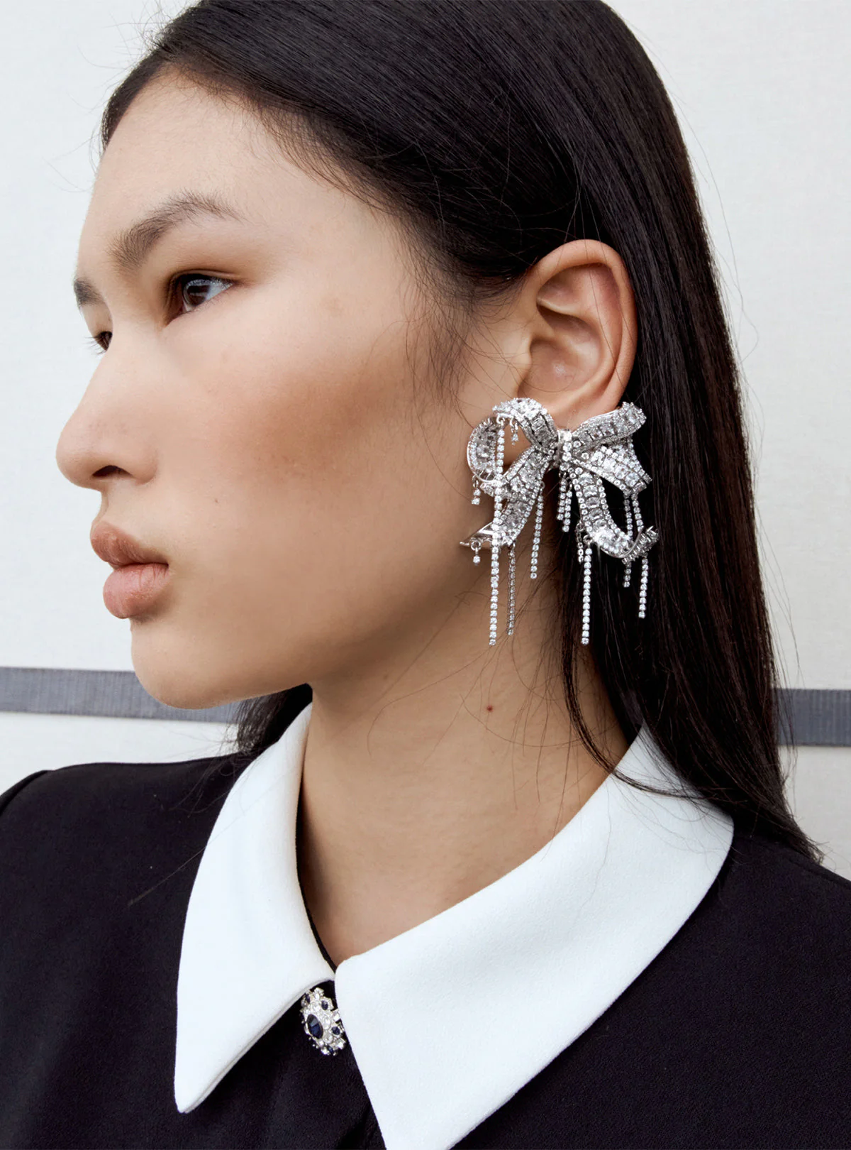 Crystal Embellished Bow Earrings - Image 5