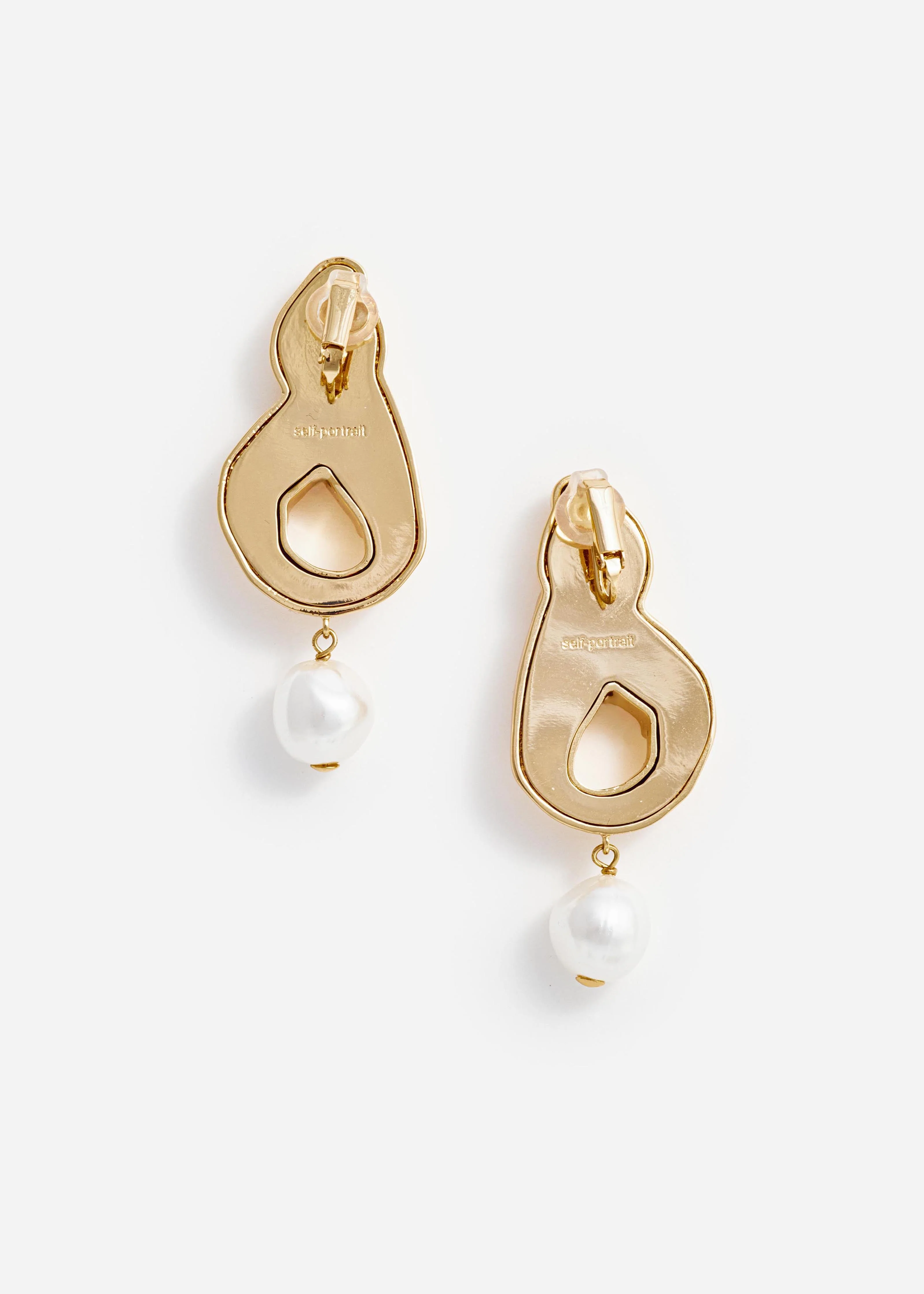 Gold Faux Pearl Drop Earrings - Image 3