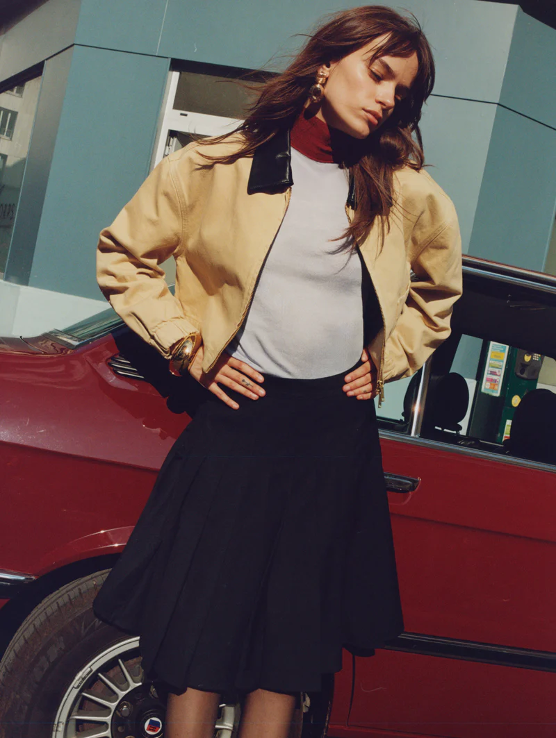 Beige Denim Cropped Jacket - Image 6