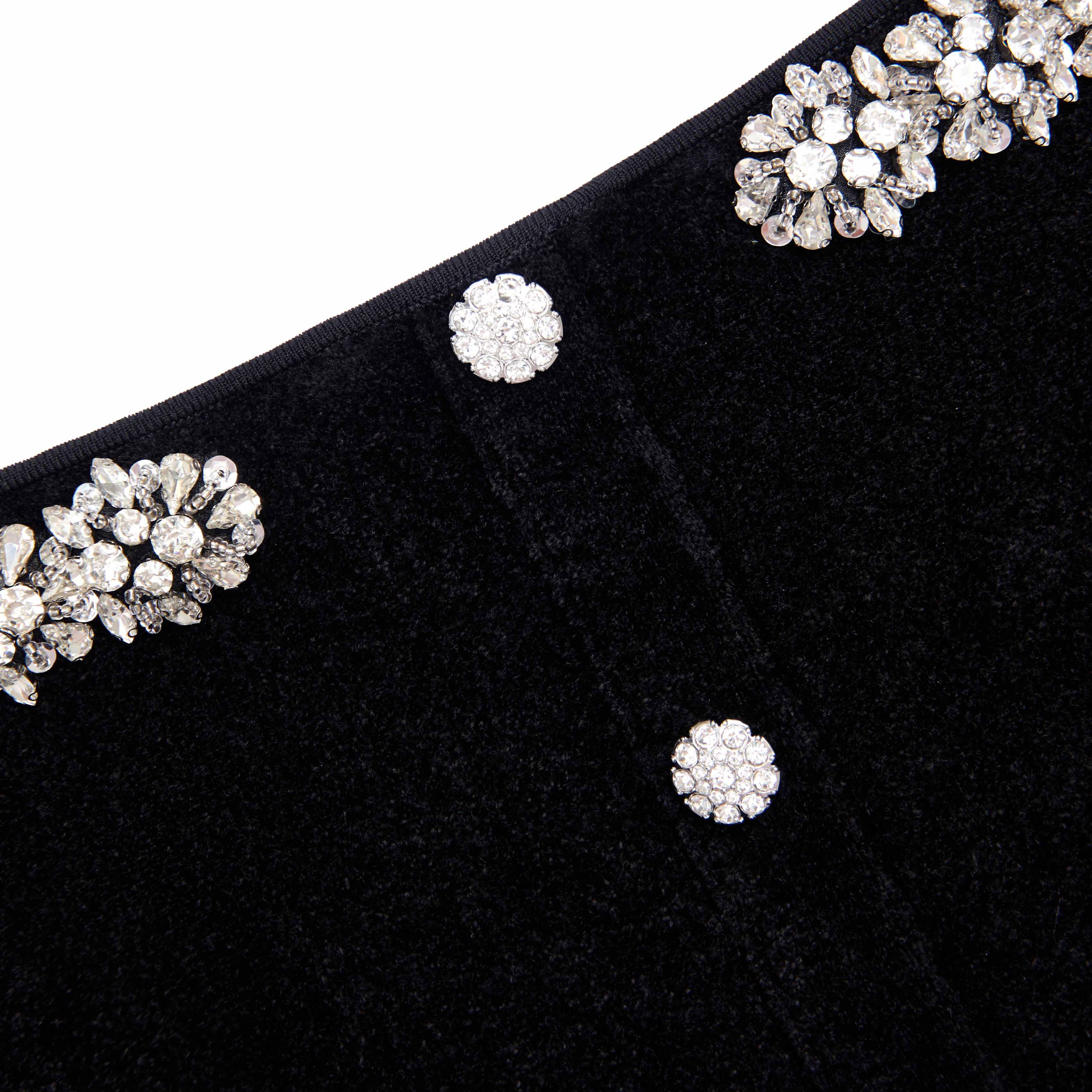 Black Chenille Knit Crystal Trim Midi Dress - Image 5