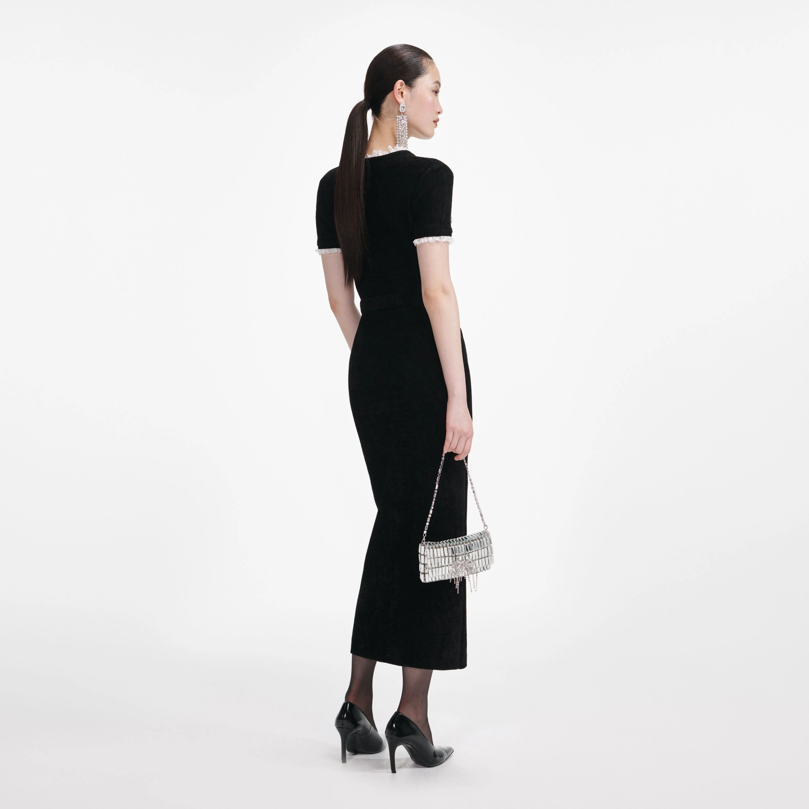 Black Chenille Knit Midi Dress - Image 3