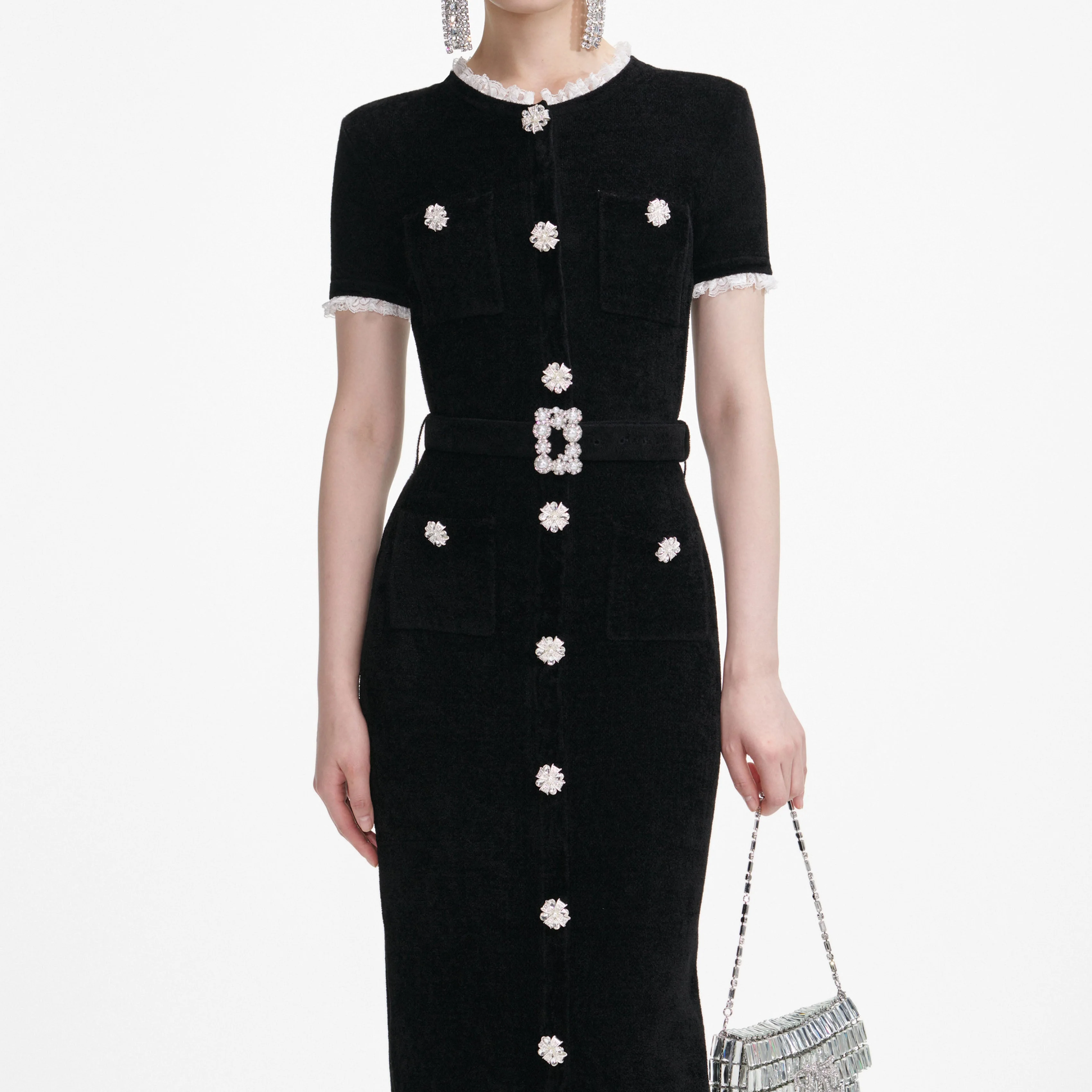 Black Chenille Knit Midi Dress - Image 4