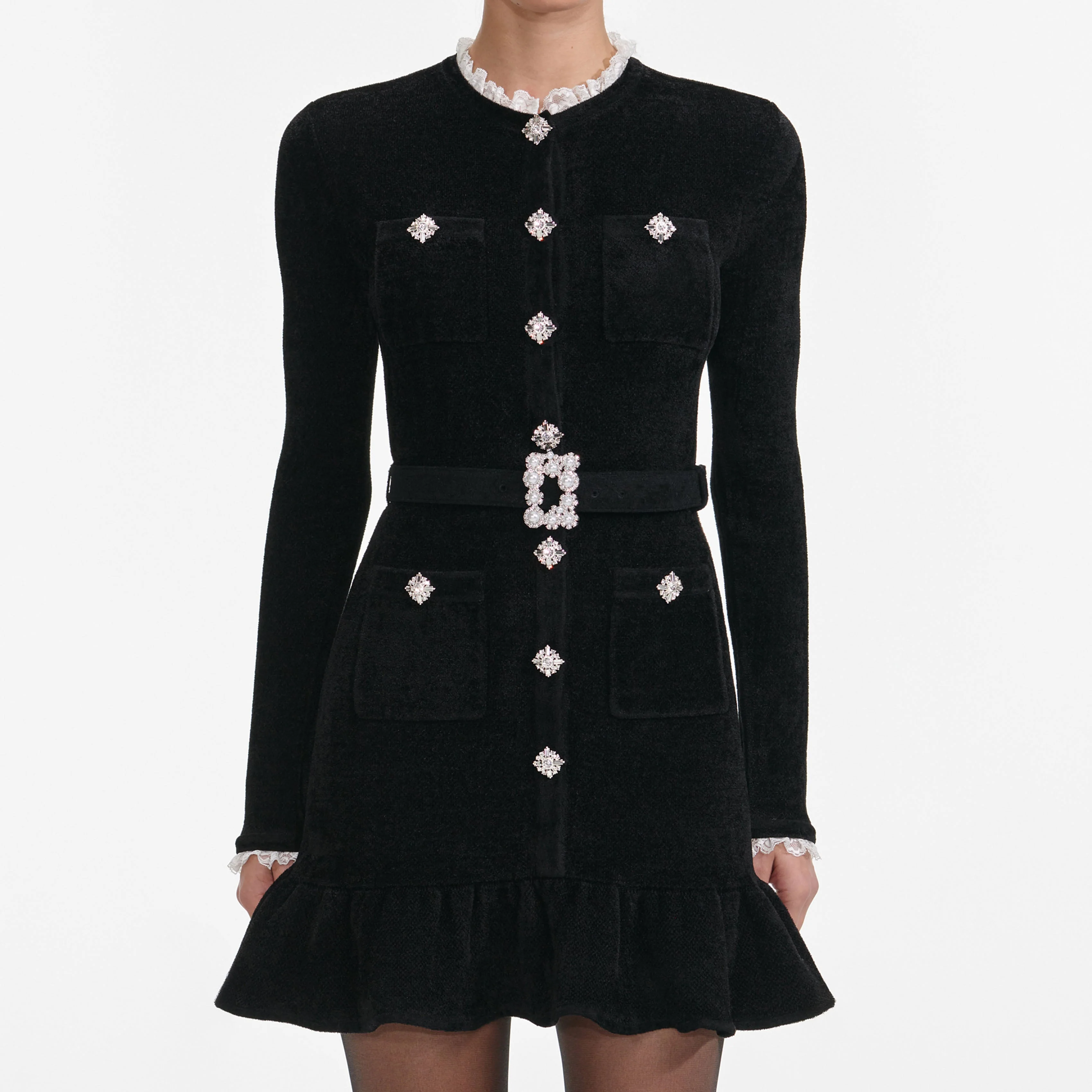 Black Chenille Knit Mini Dress - Image 4