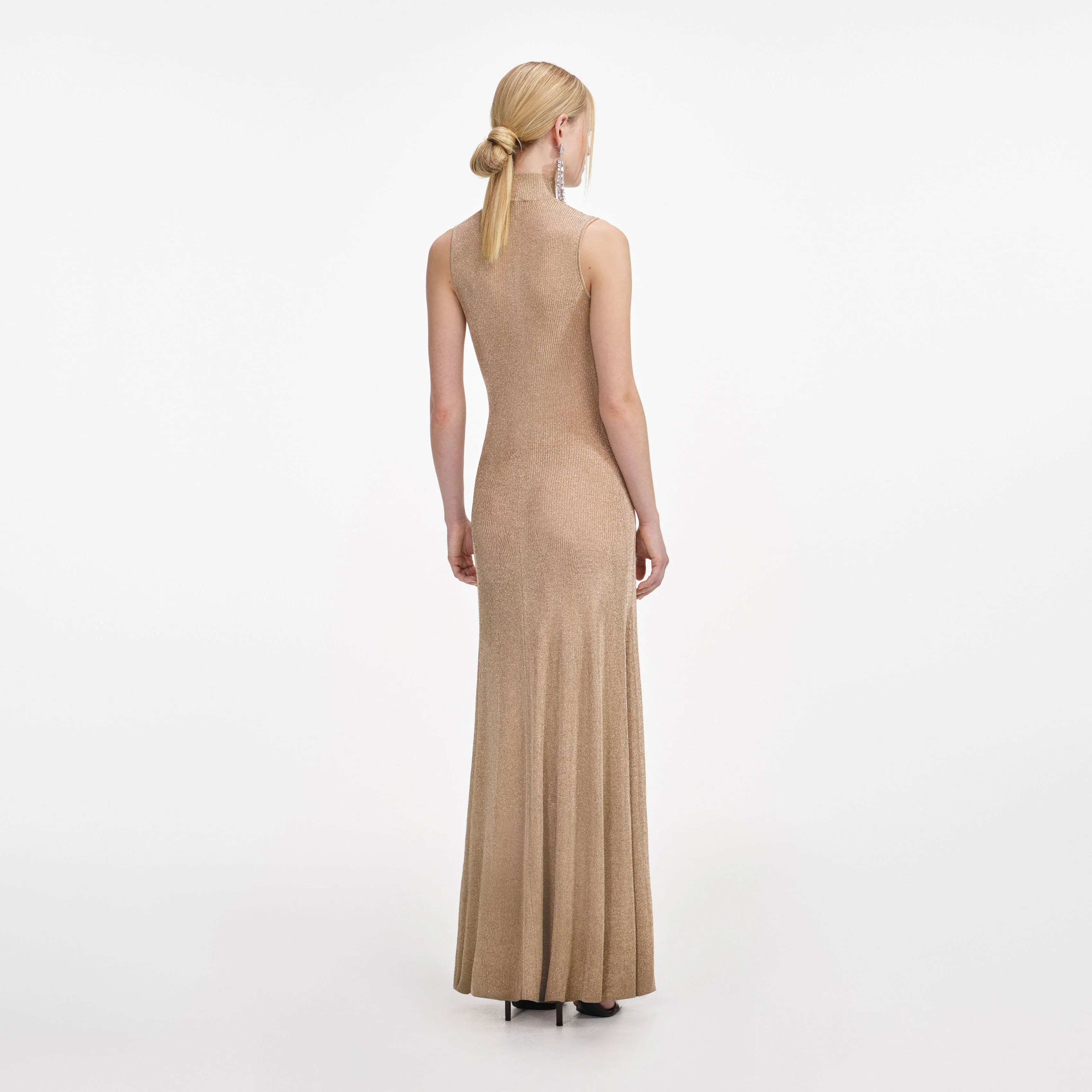 Gold Lurex Knit Maxi Dress - Image 3