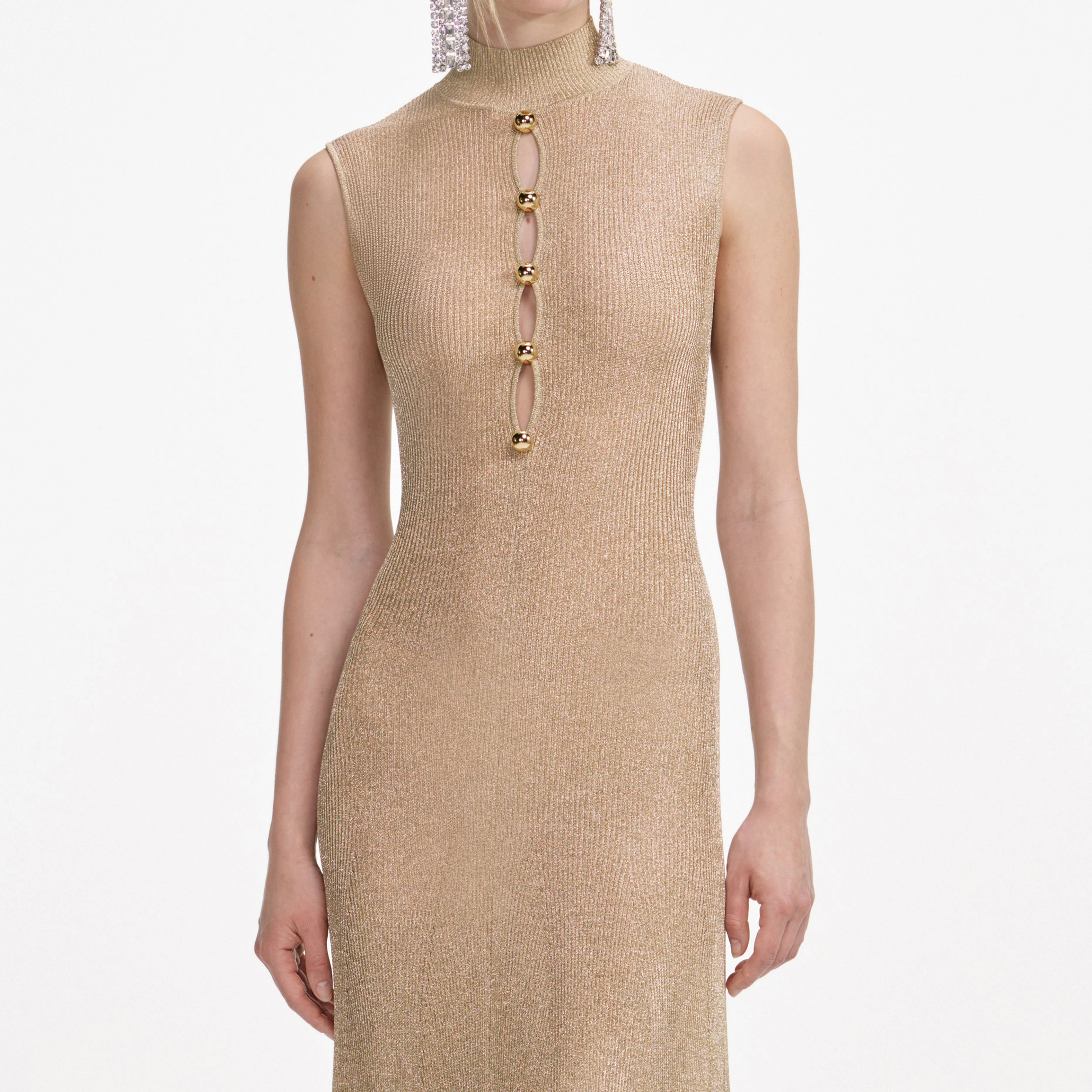 Gold Lurex Knit Maxi Dress - Image 4