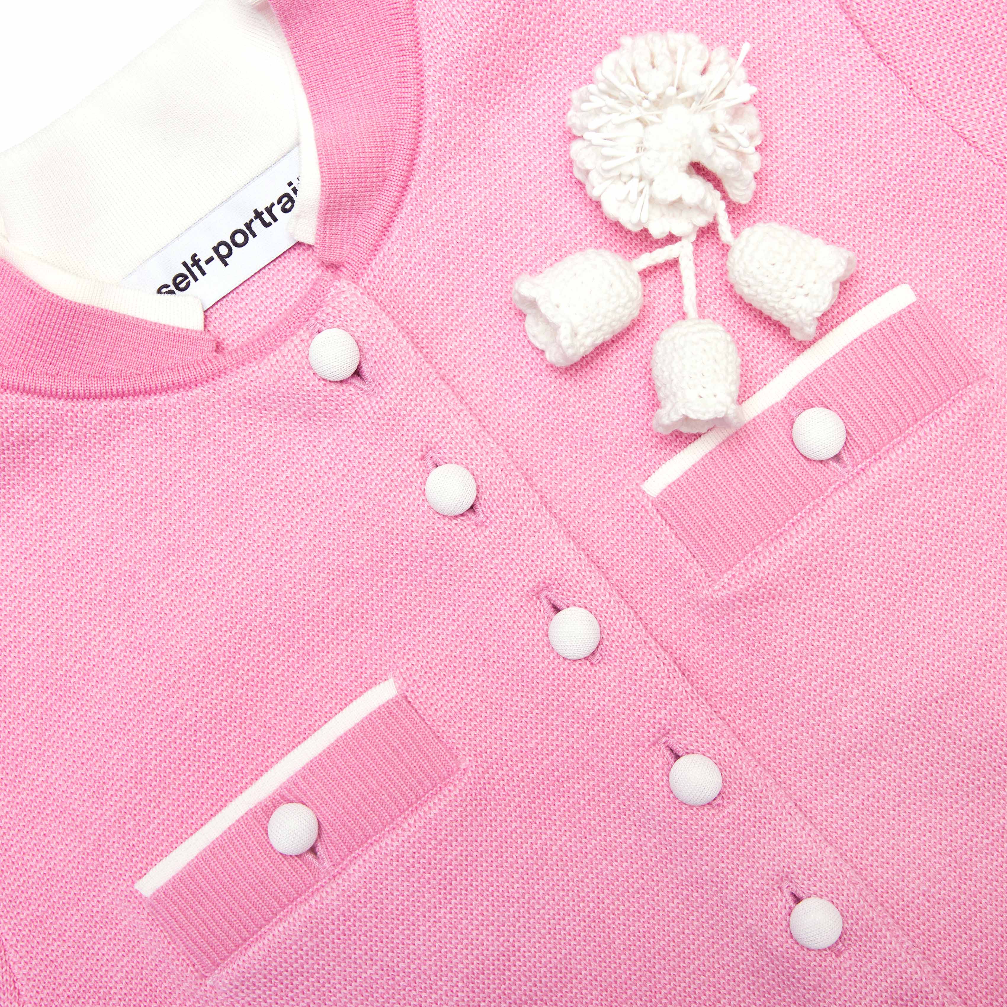 Pink Crochet Flower Knit Midi Dress - Image 5