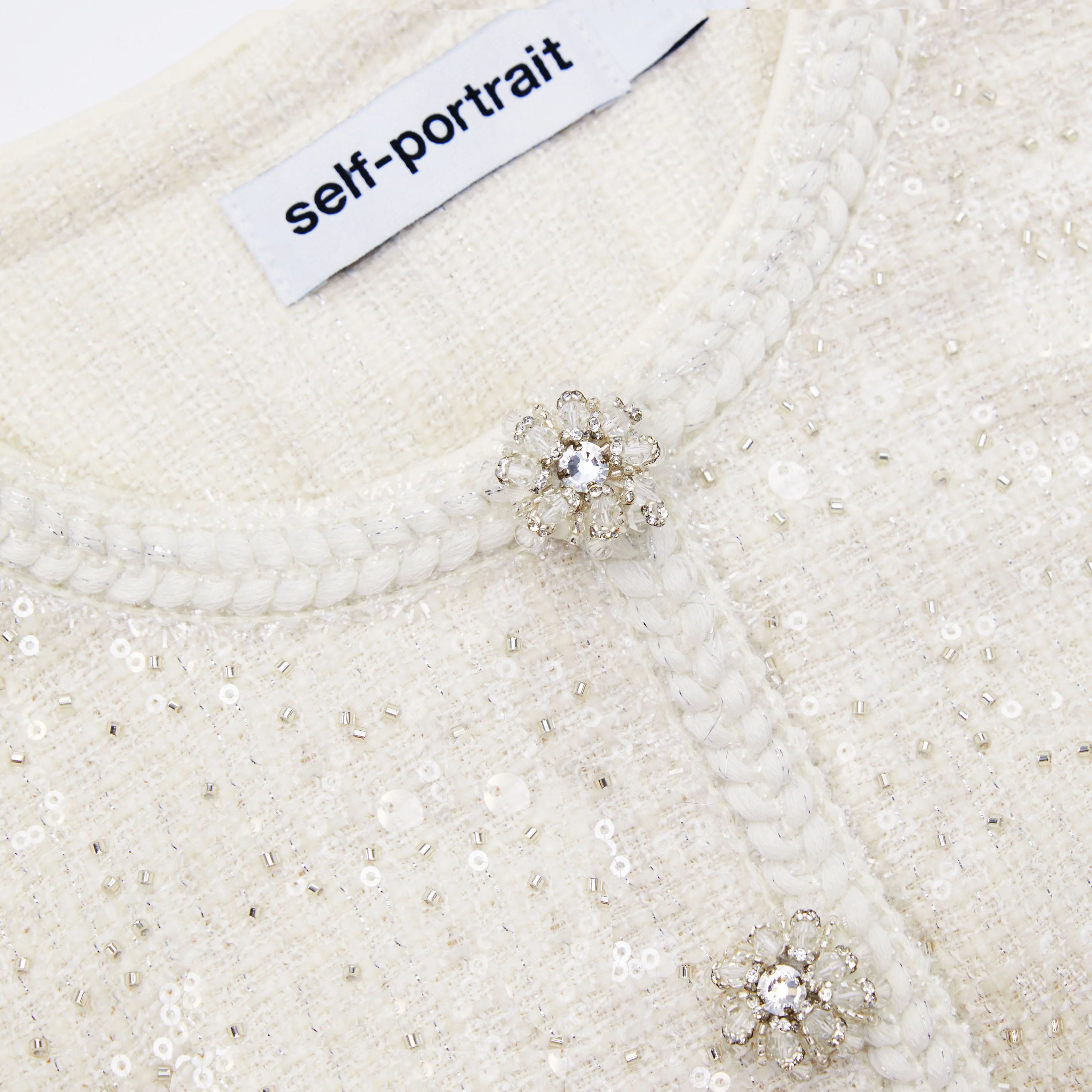 Cream Sequin Boucle Tailored Midi Dress - Image 5