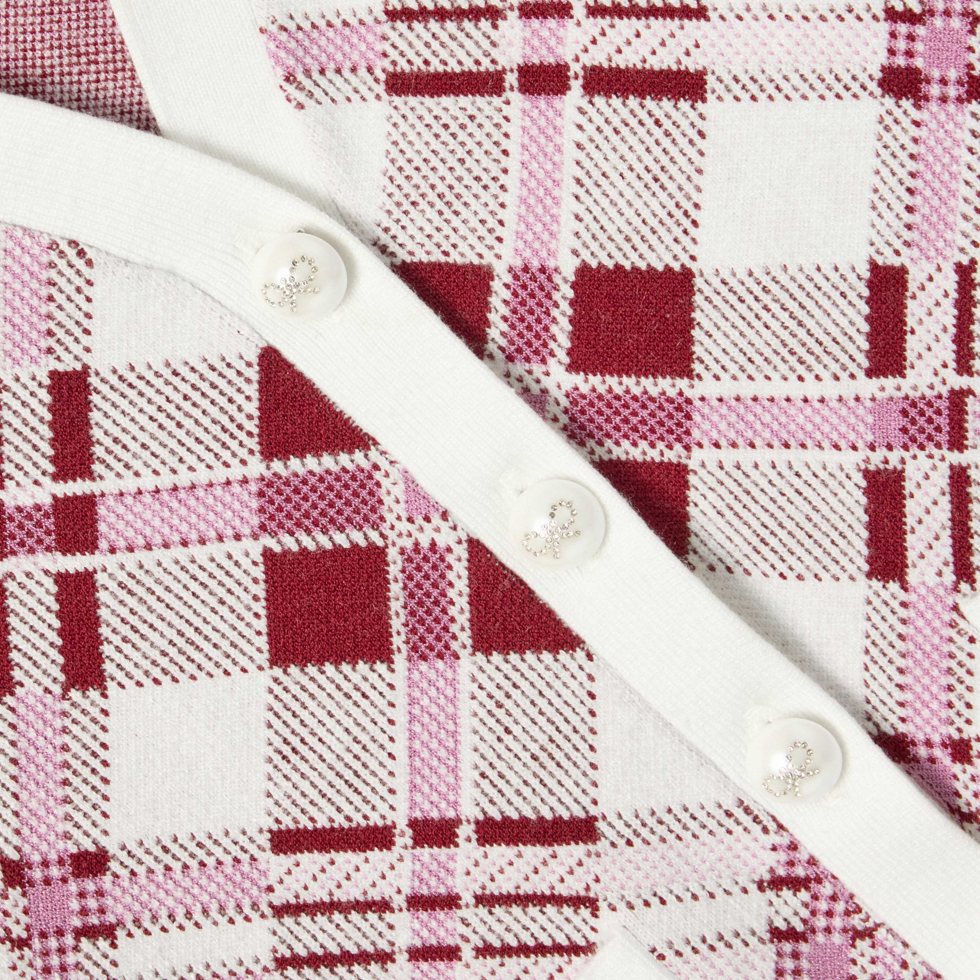 Burgundy Check Cardigan - Image 4