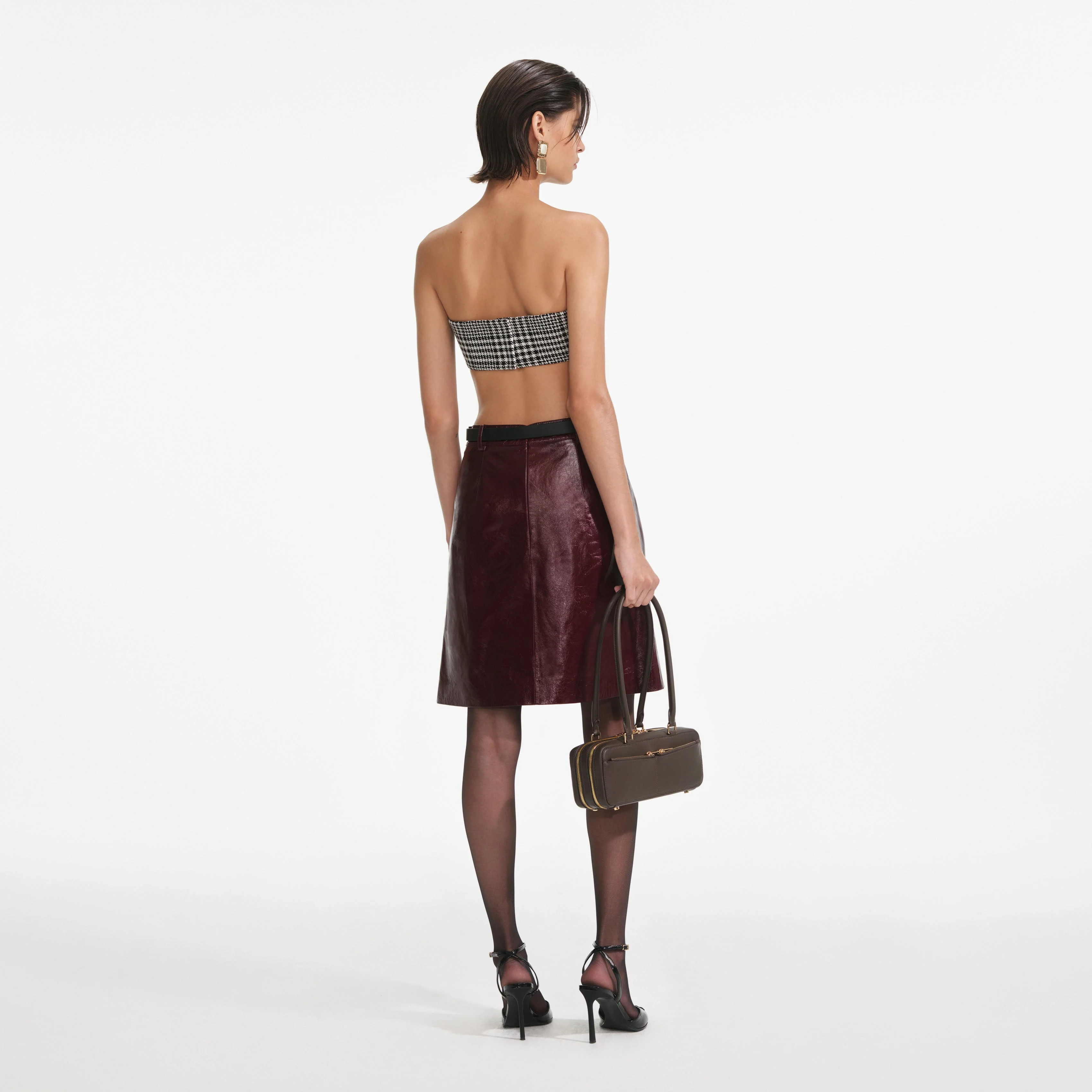 Burgundy Leather  Mini Skirt - Image 3