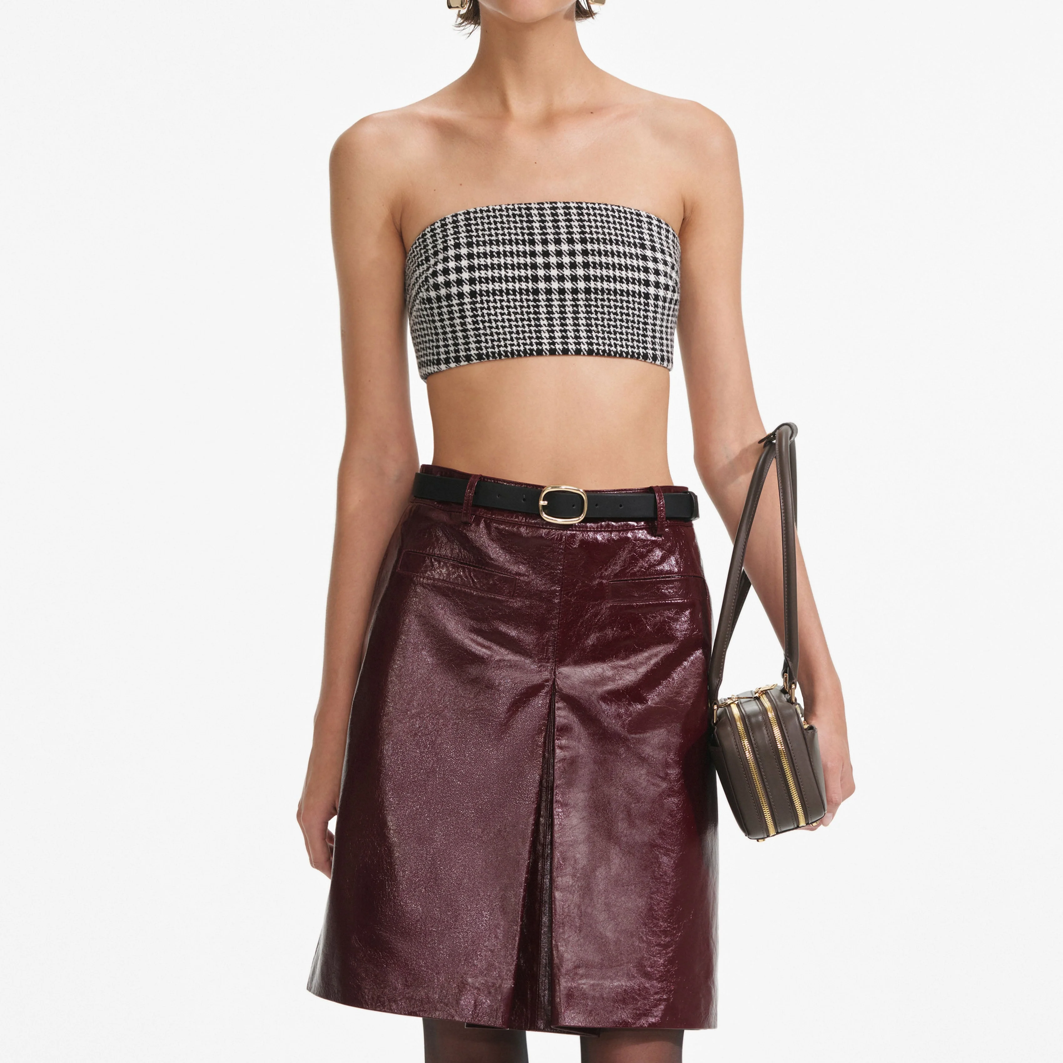 Burgundy Leather  Mini Skirt - Image 4
