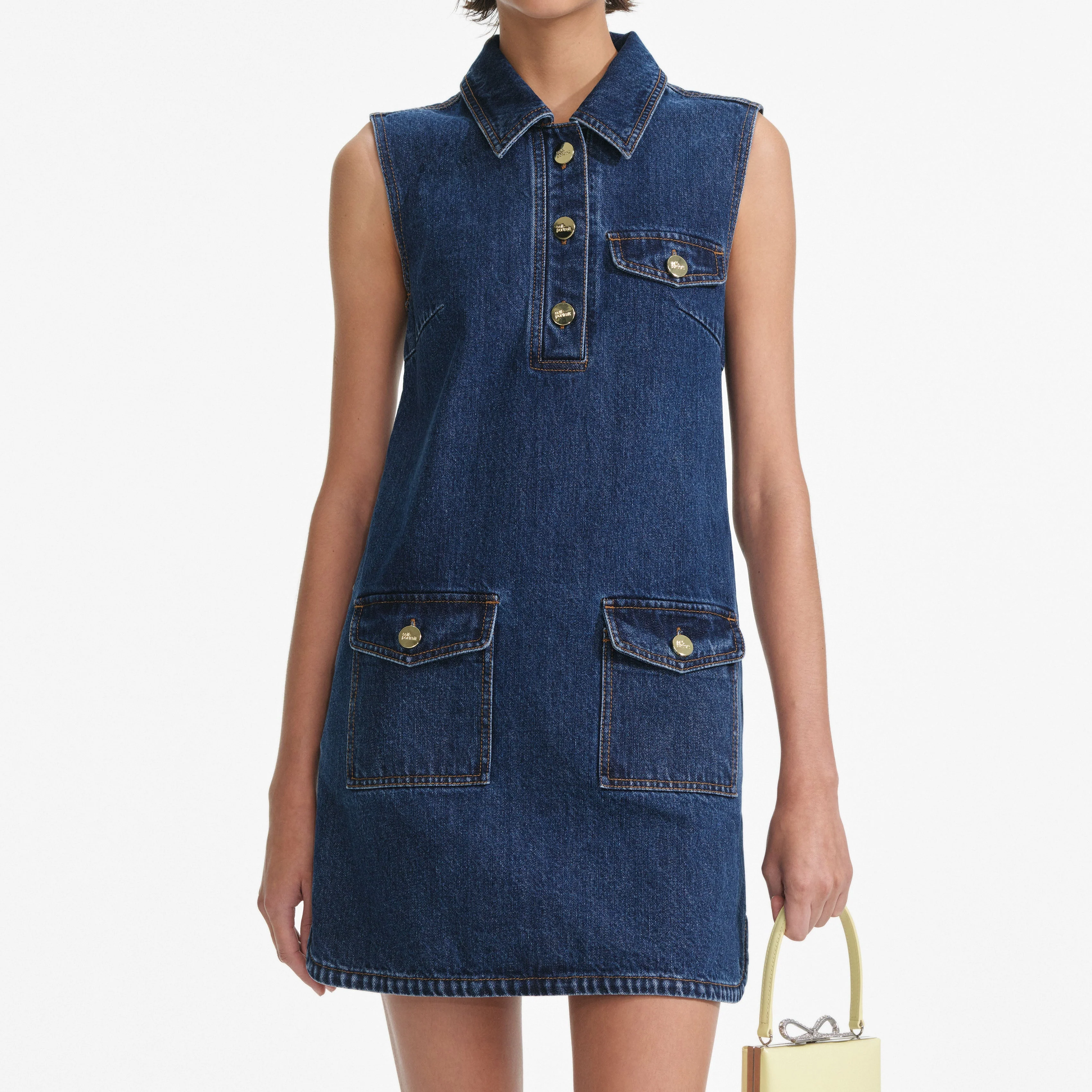 Denim Sleeveless Mini Dress - Image 4