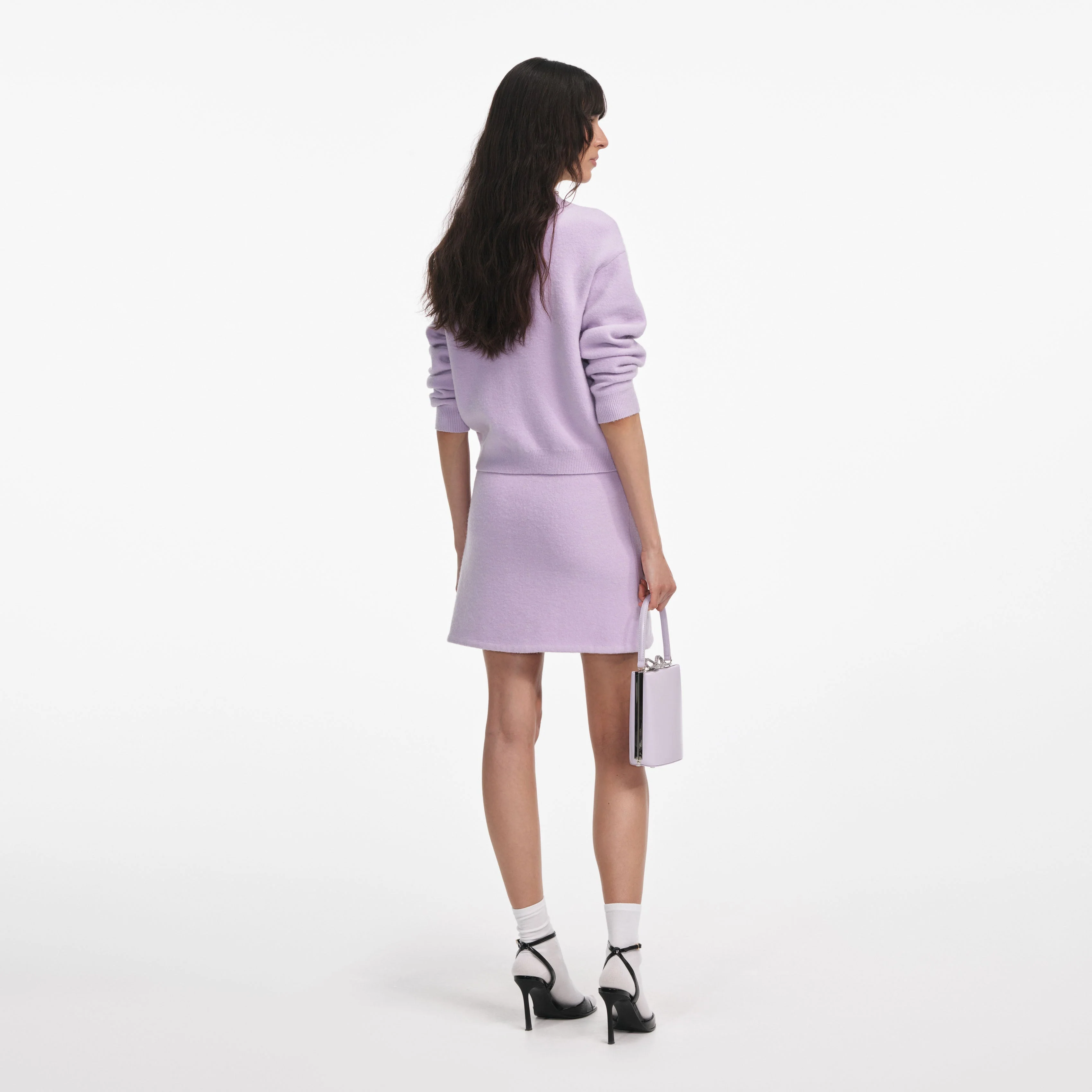 Lilac Crystal Trim Knit Skirt - Image 3