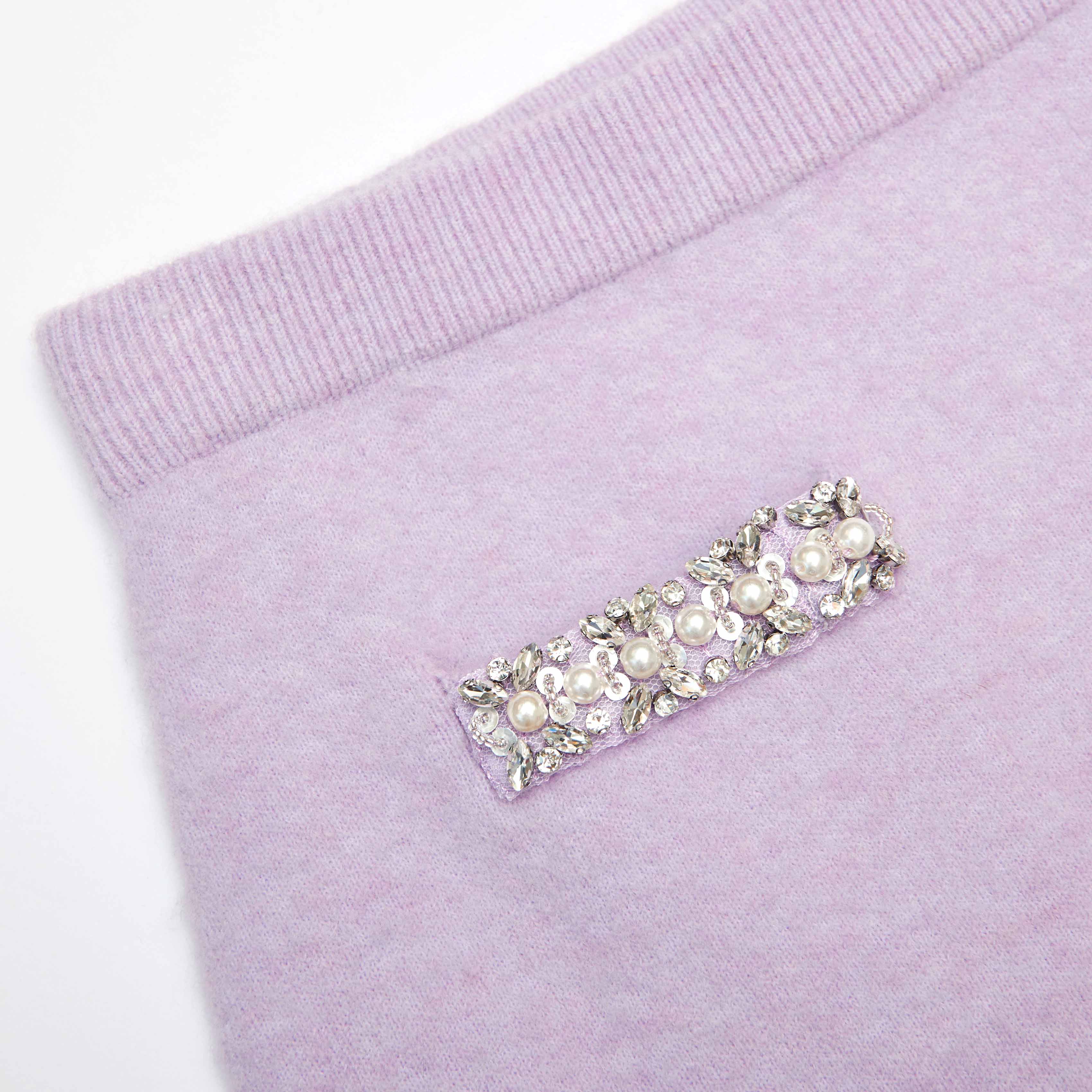 Lilac Crystal Trim Knit Skirt - Image 5