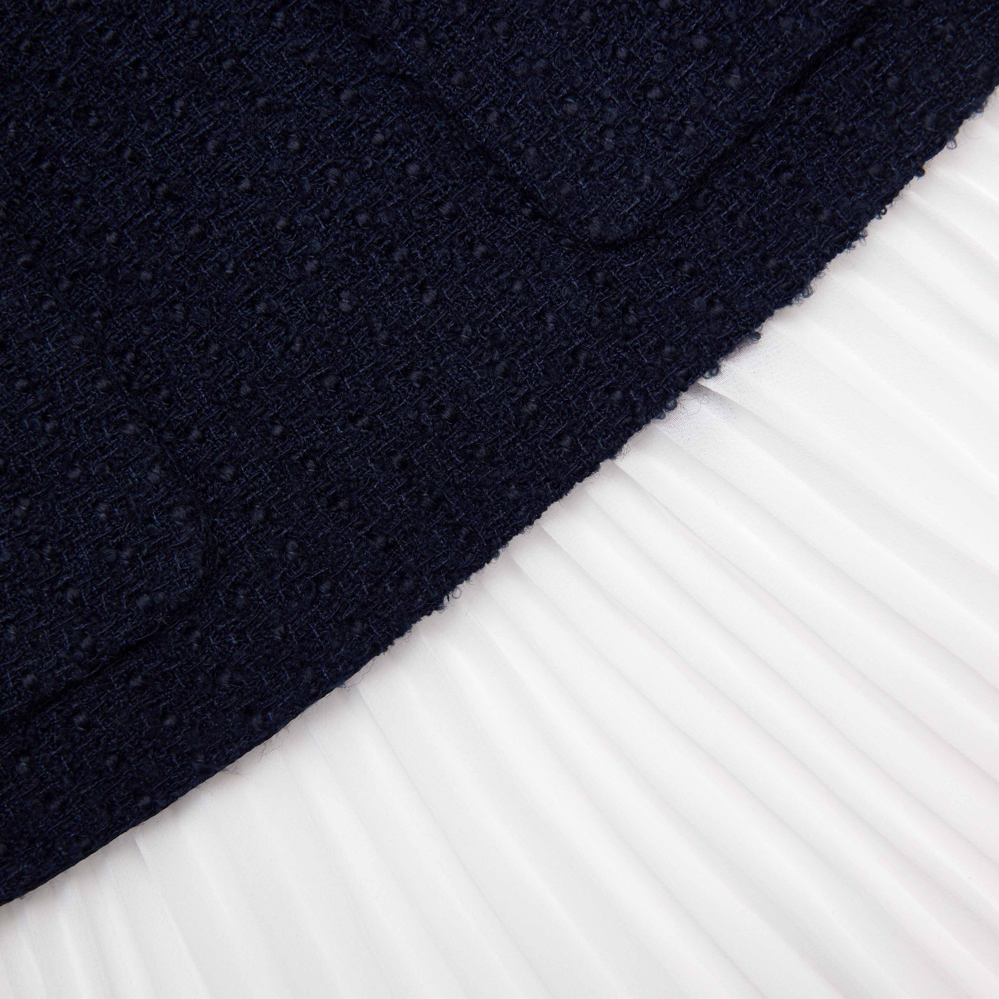 Navy Boucle And Chiffon Mini Dress - Image 5