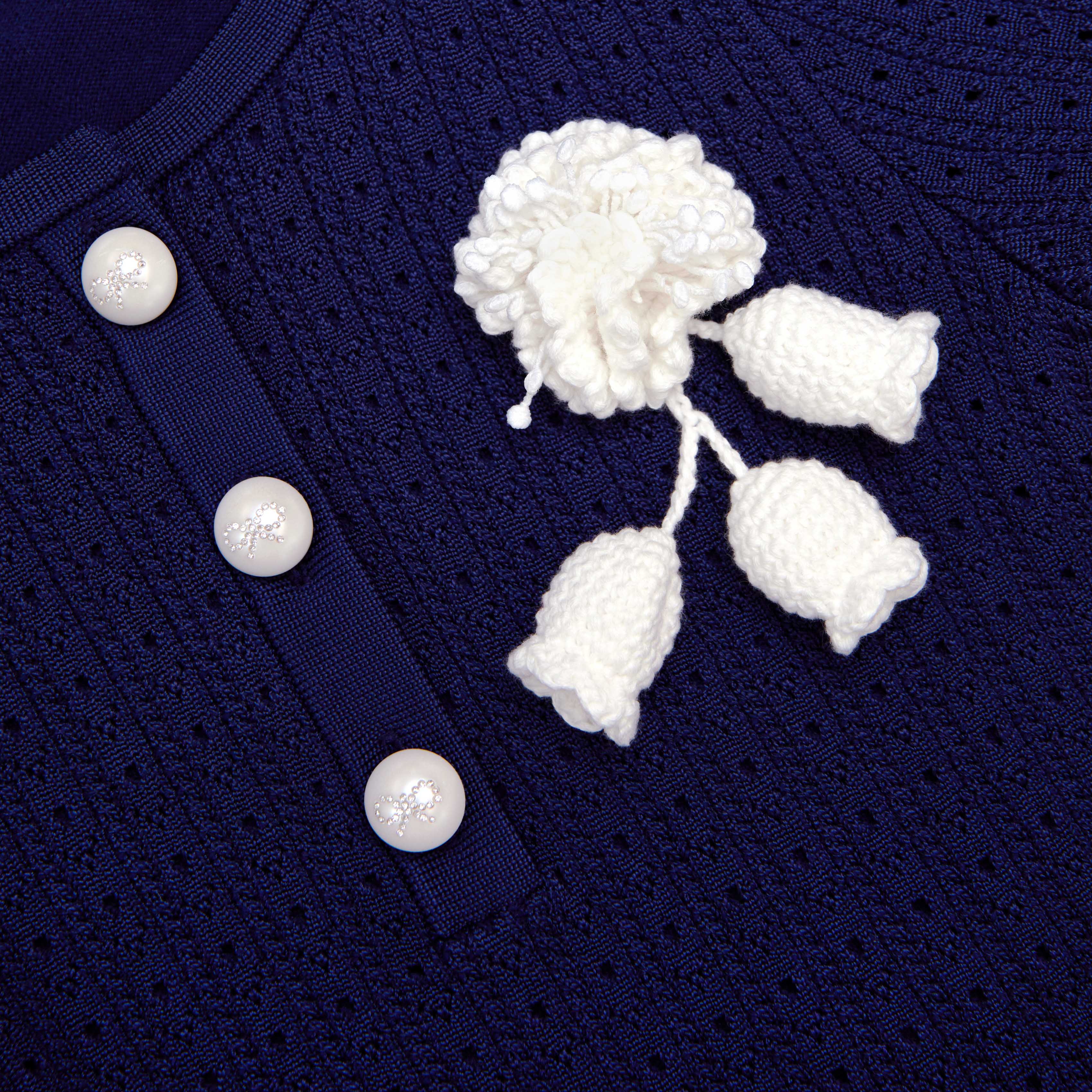 Navy Pointelle Knit Dress - Image 3