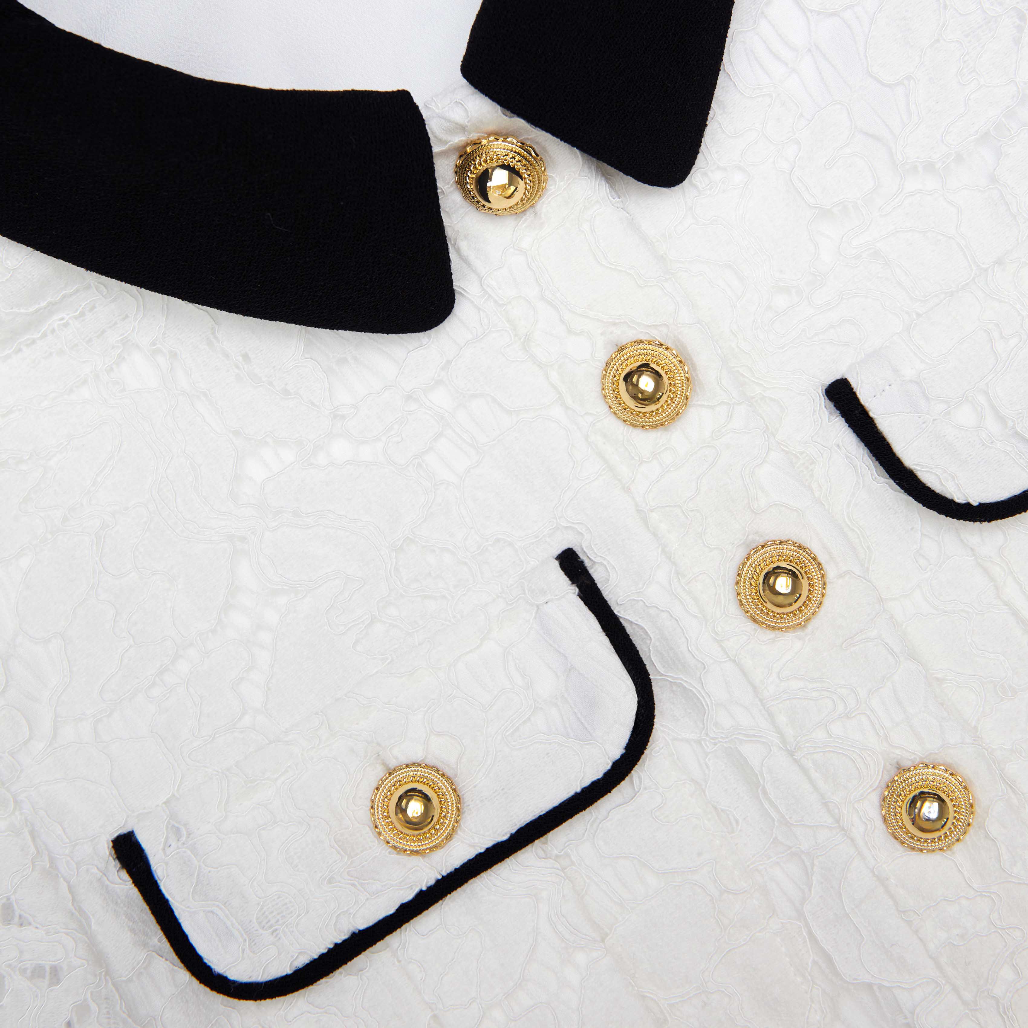 White Lace Contrast Collar Dress - Image 4