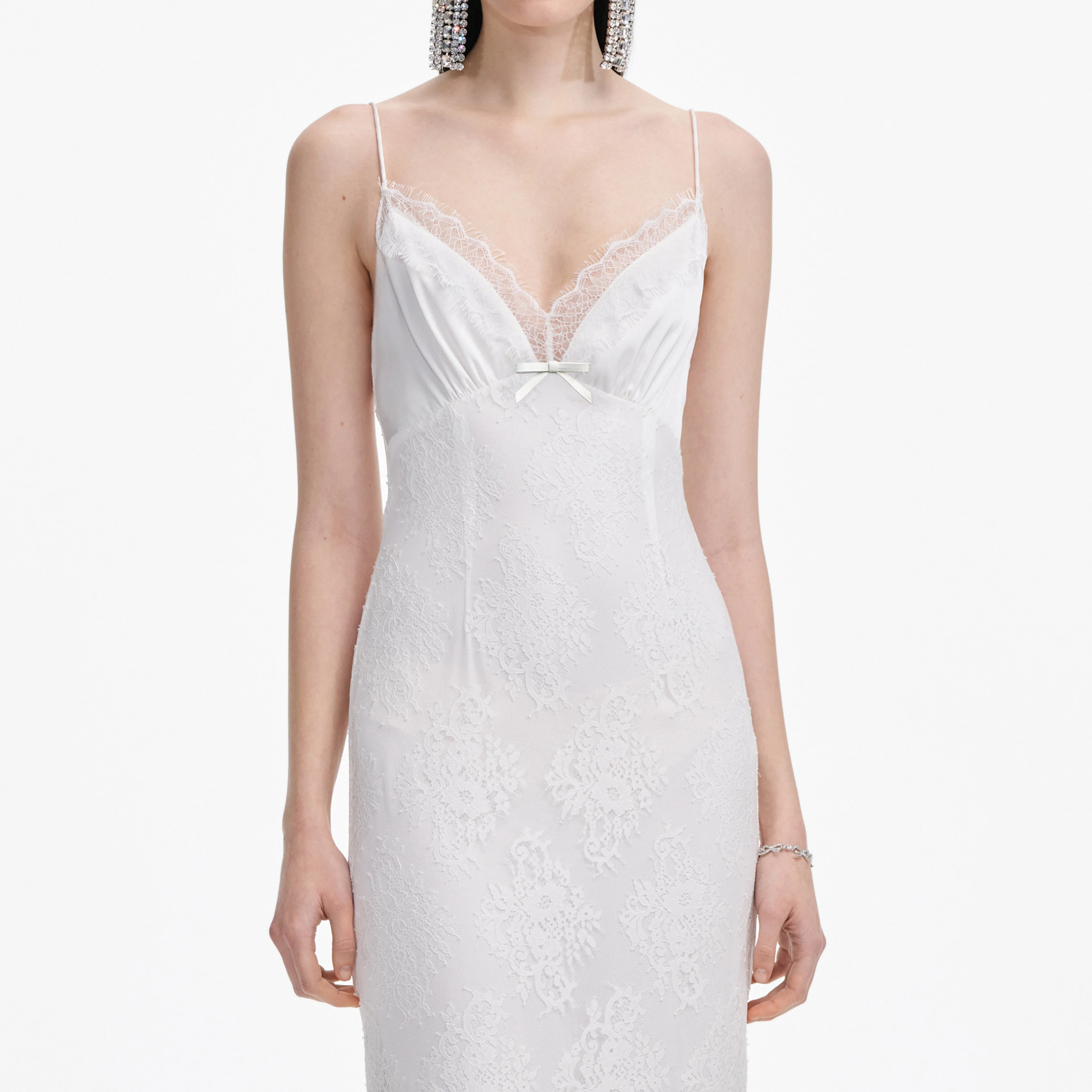 White Strappy Floral Lace Maxi Dress - Image 4