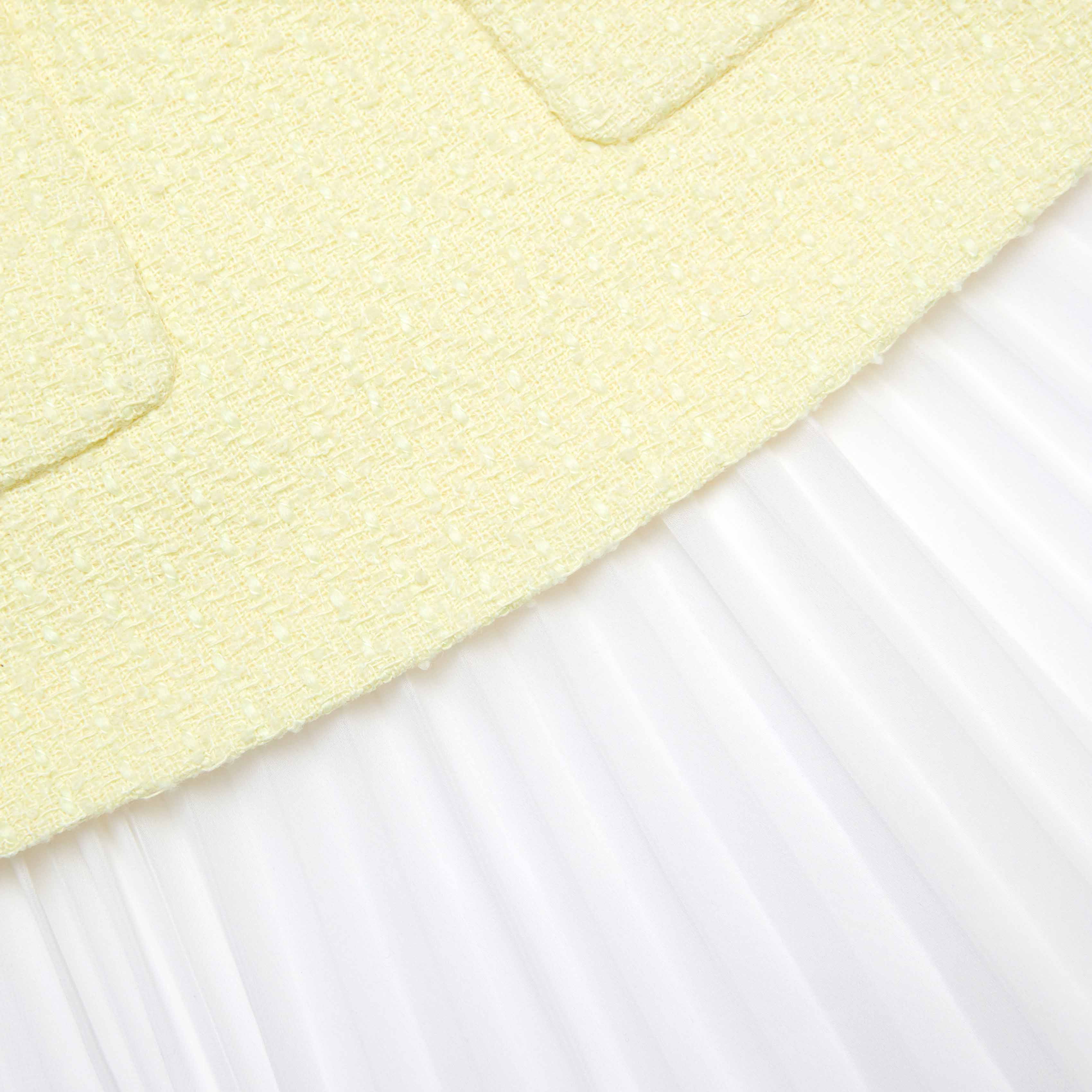 Yellow Boucle Midi Dress - Image 5