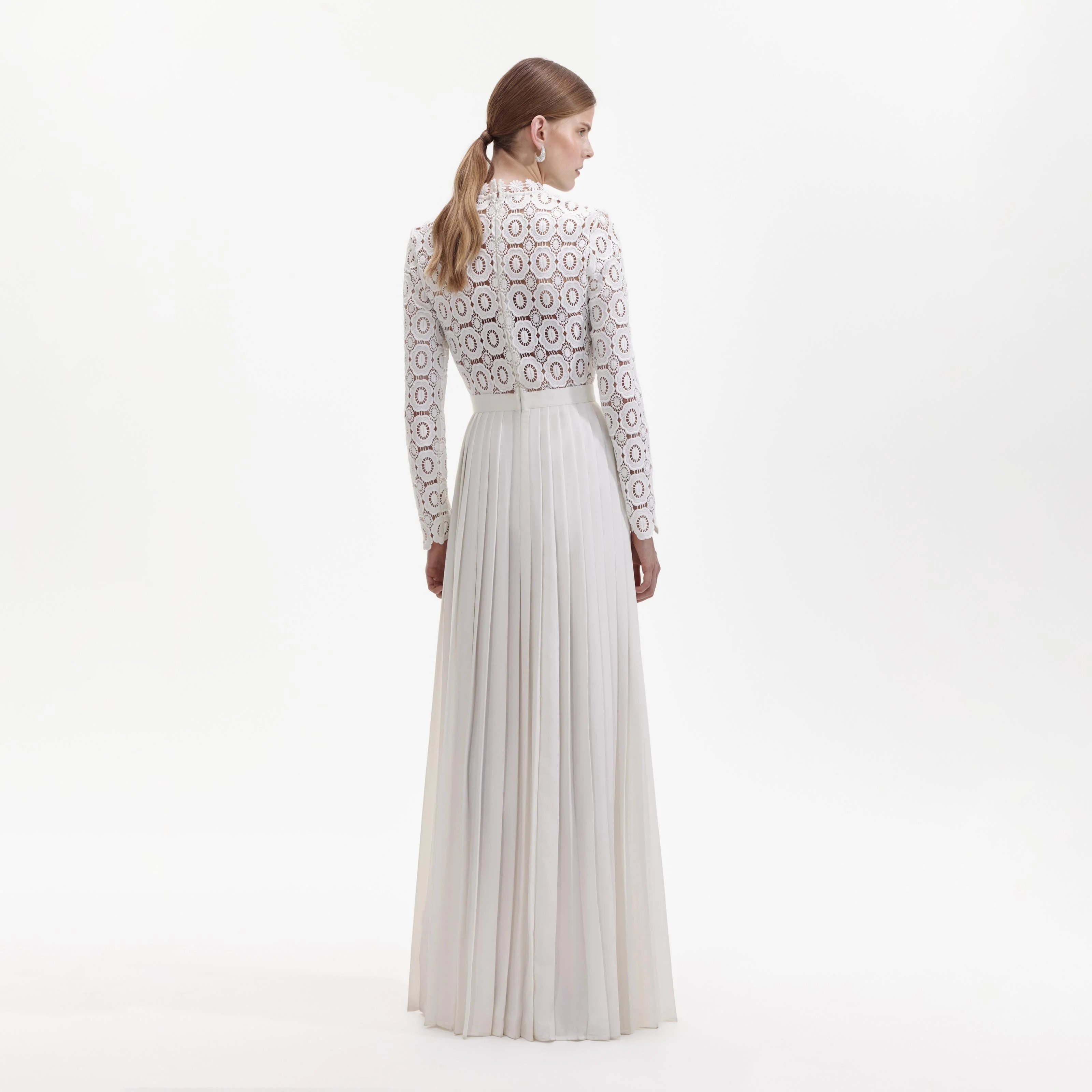 Pleated Crochet Floral Maxi Dress - Image 3