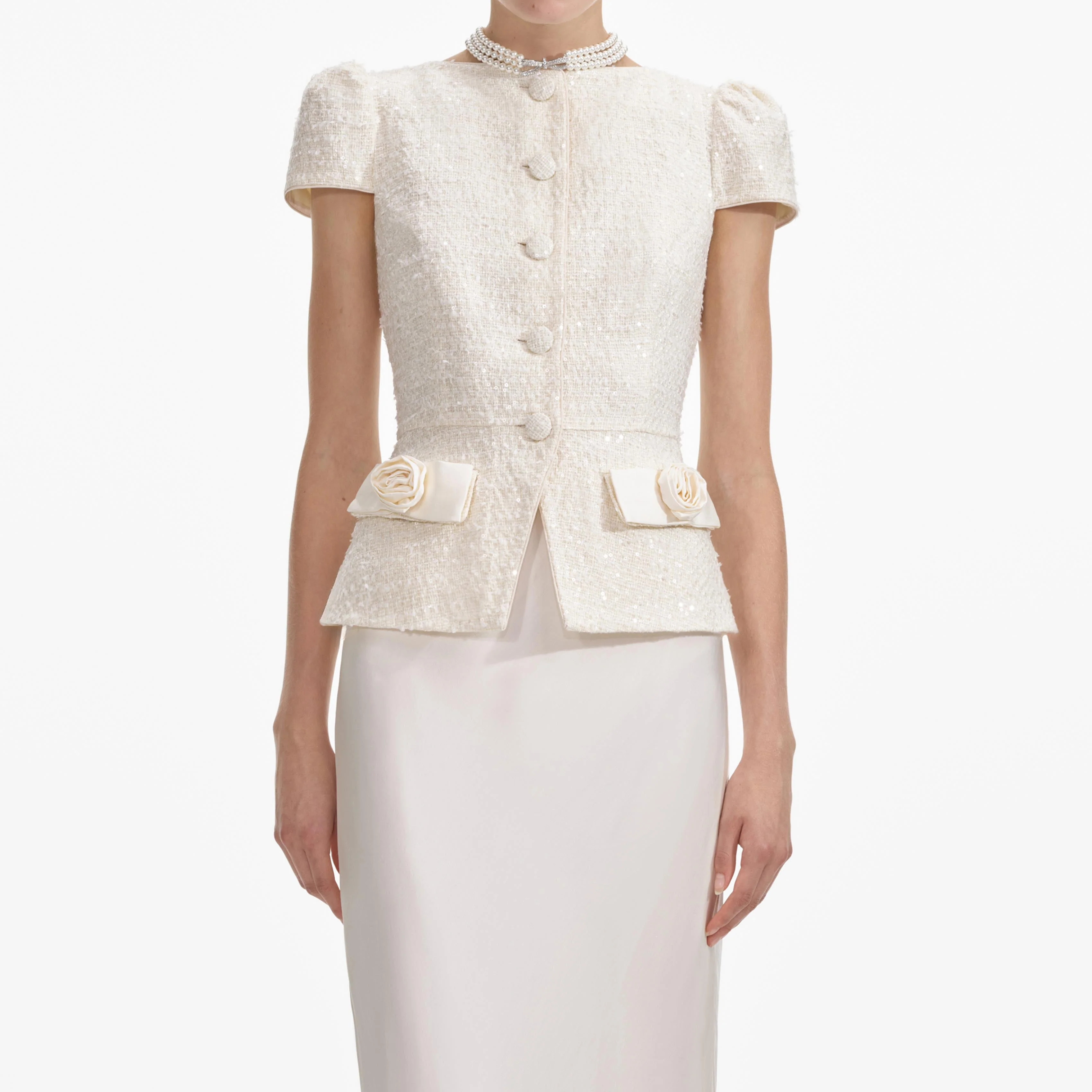 Cream Boucle Bow Detail Maxi Dress - Image 4