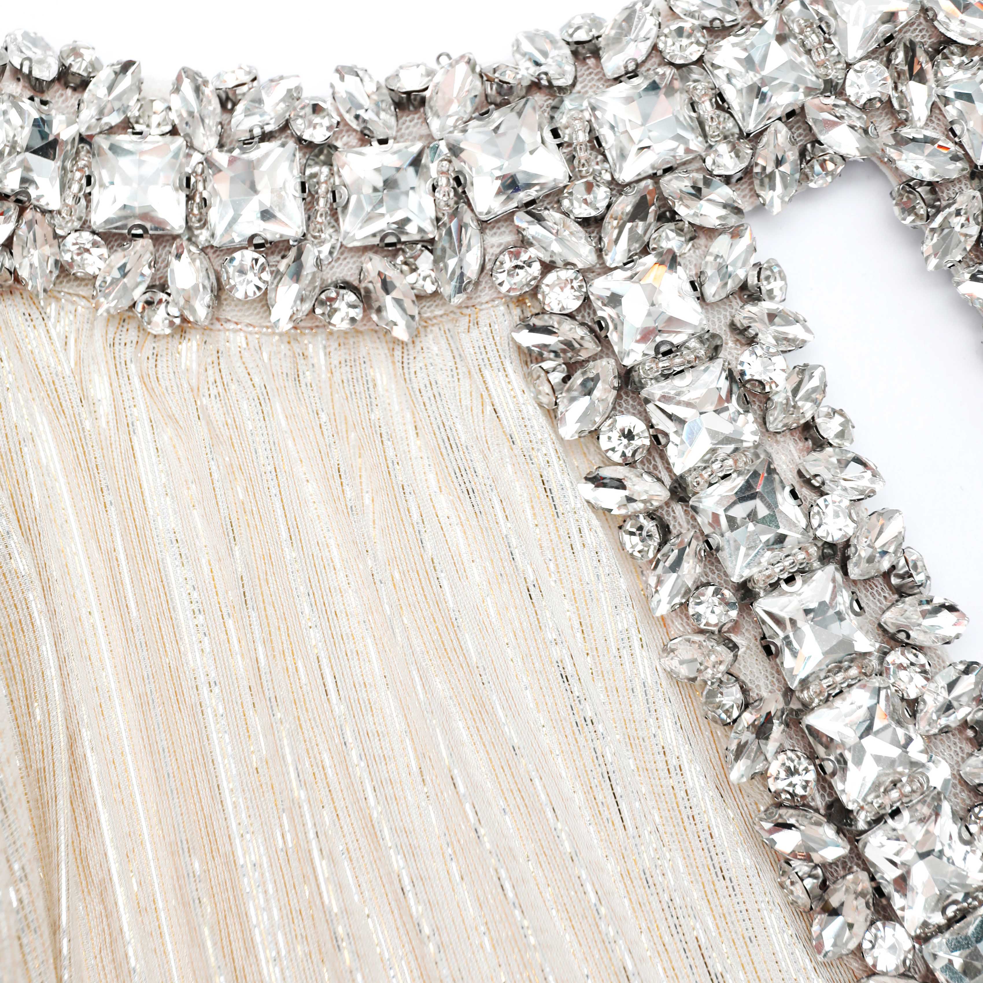 Gold Metallic Feather Maxi Dress - Image 5