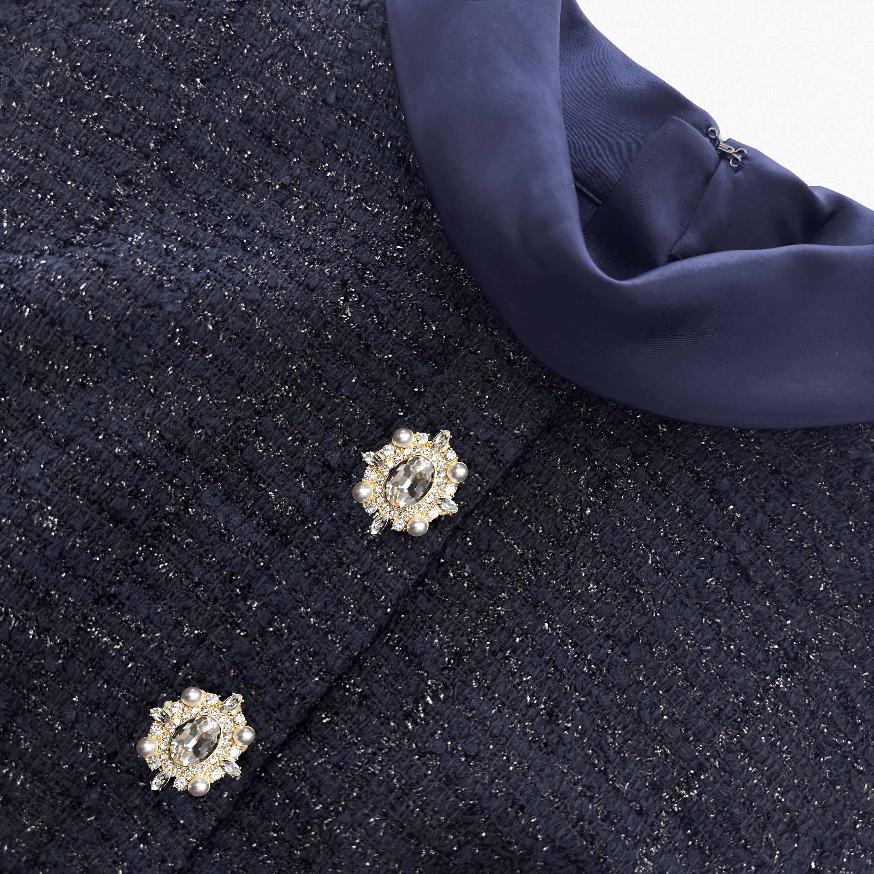 Navy Metallic Boucle Maxi Dress - Image 5