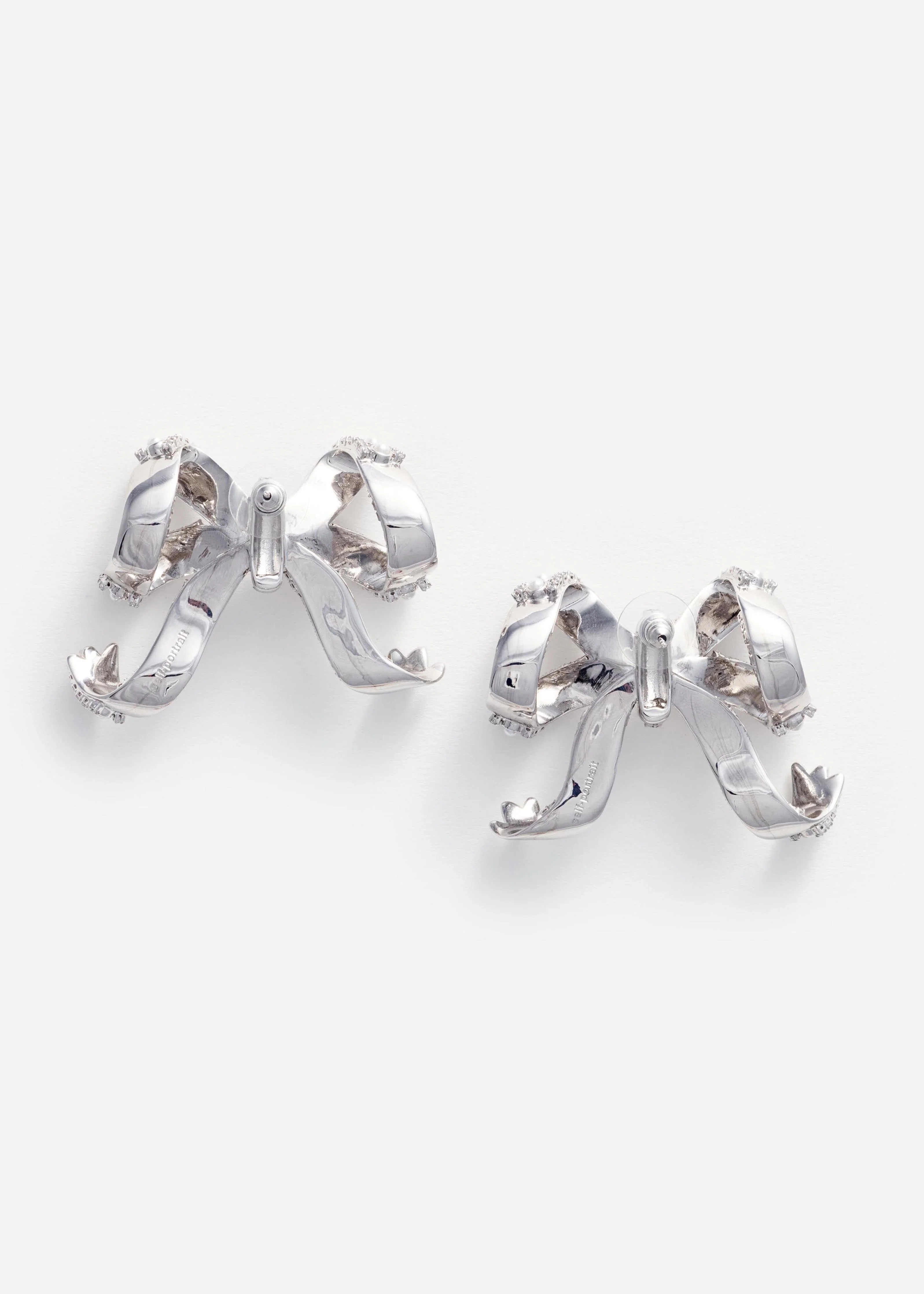 Pearl Crystal Bow Earrings - Image 3