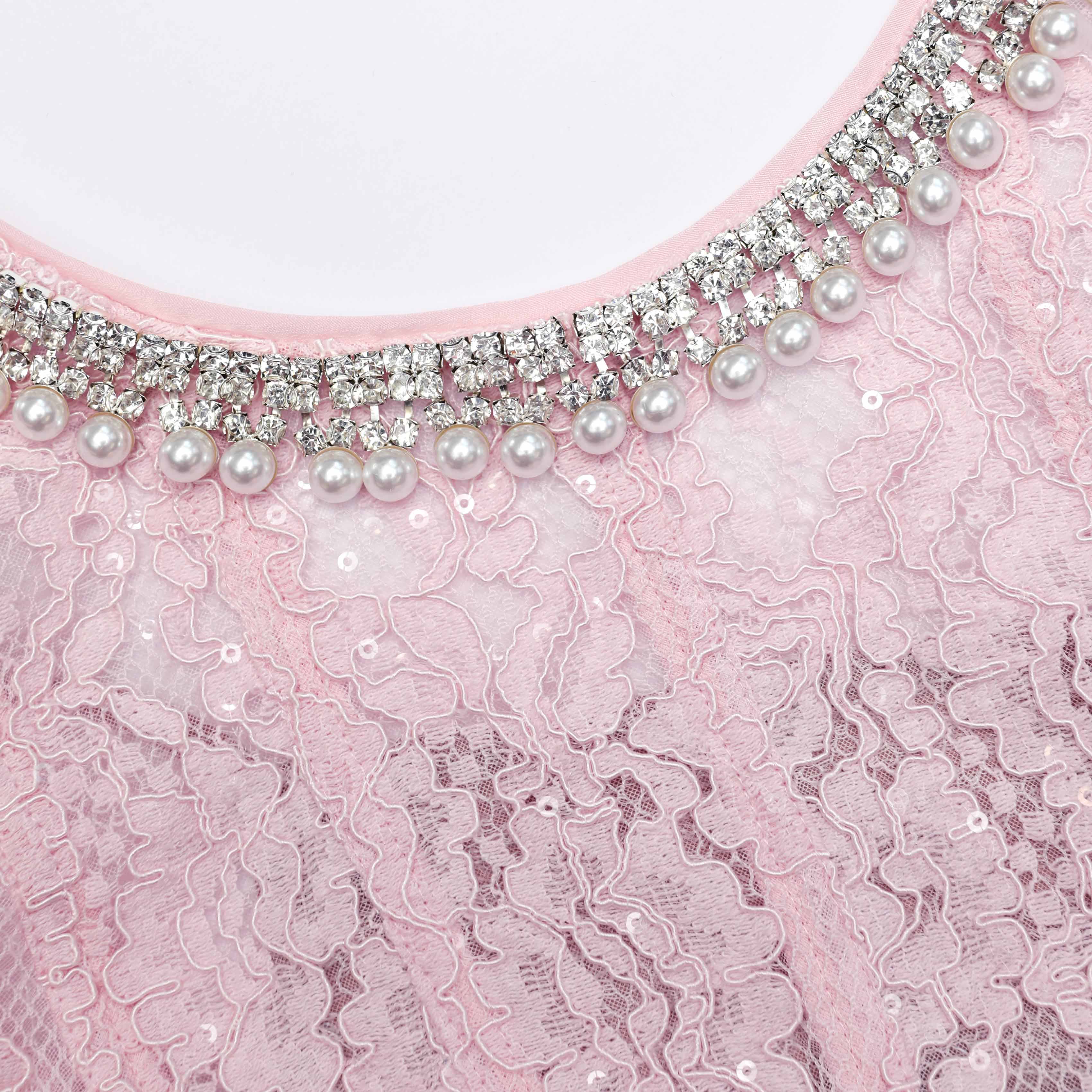 Pink Lace Embellished Midi Dress - Image 5