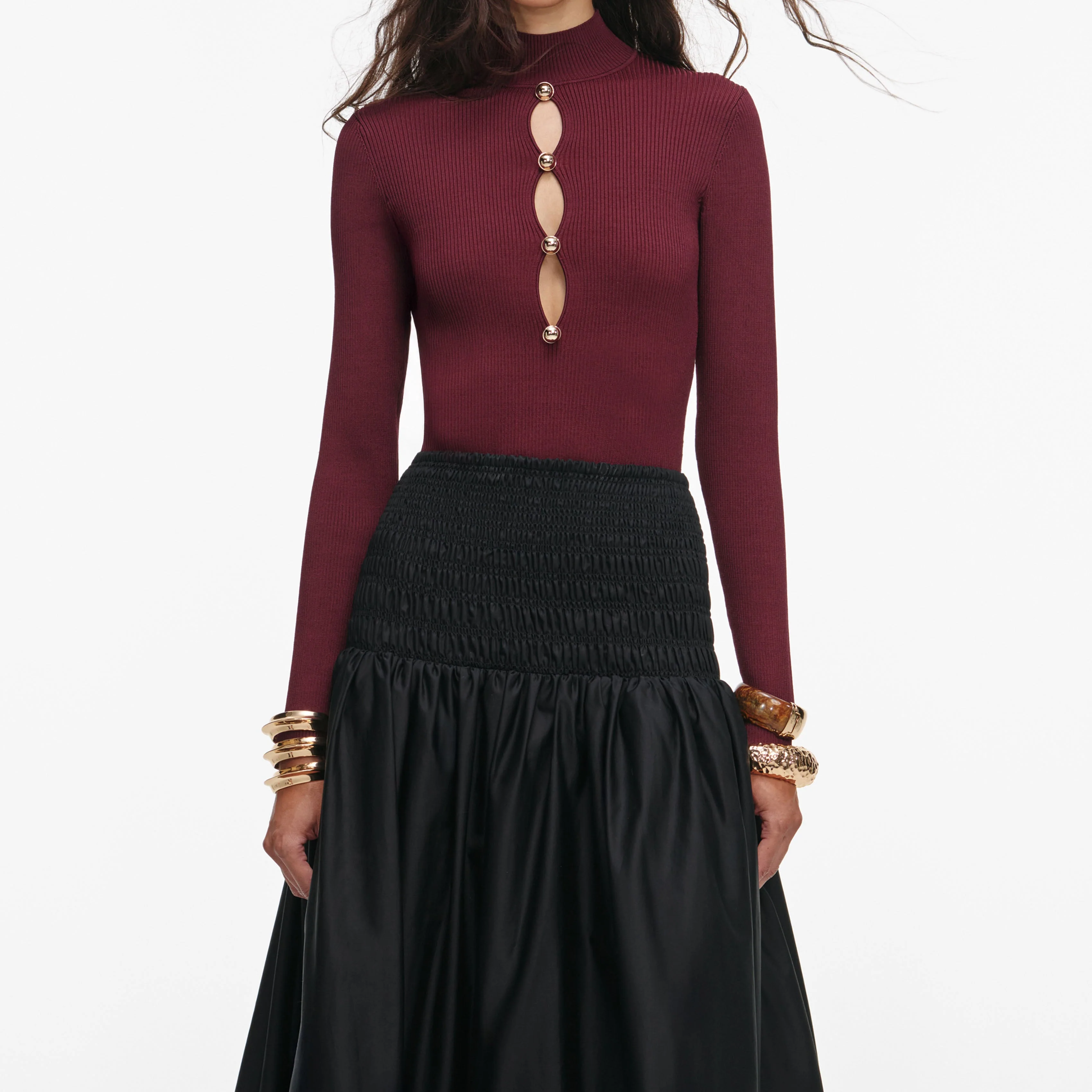 Black Cotton Midi Skirt - Image 4