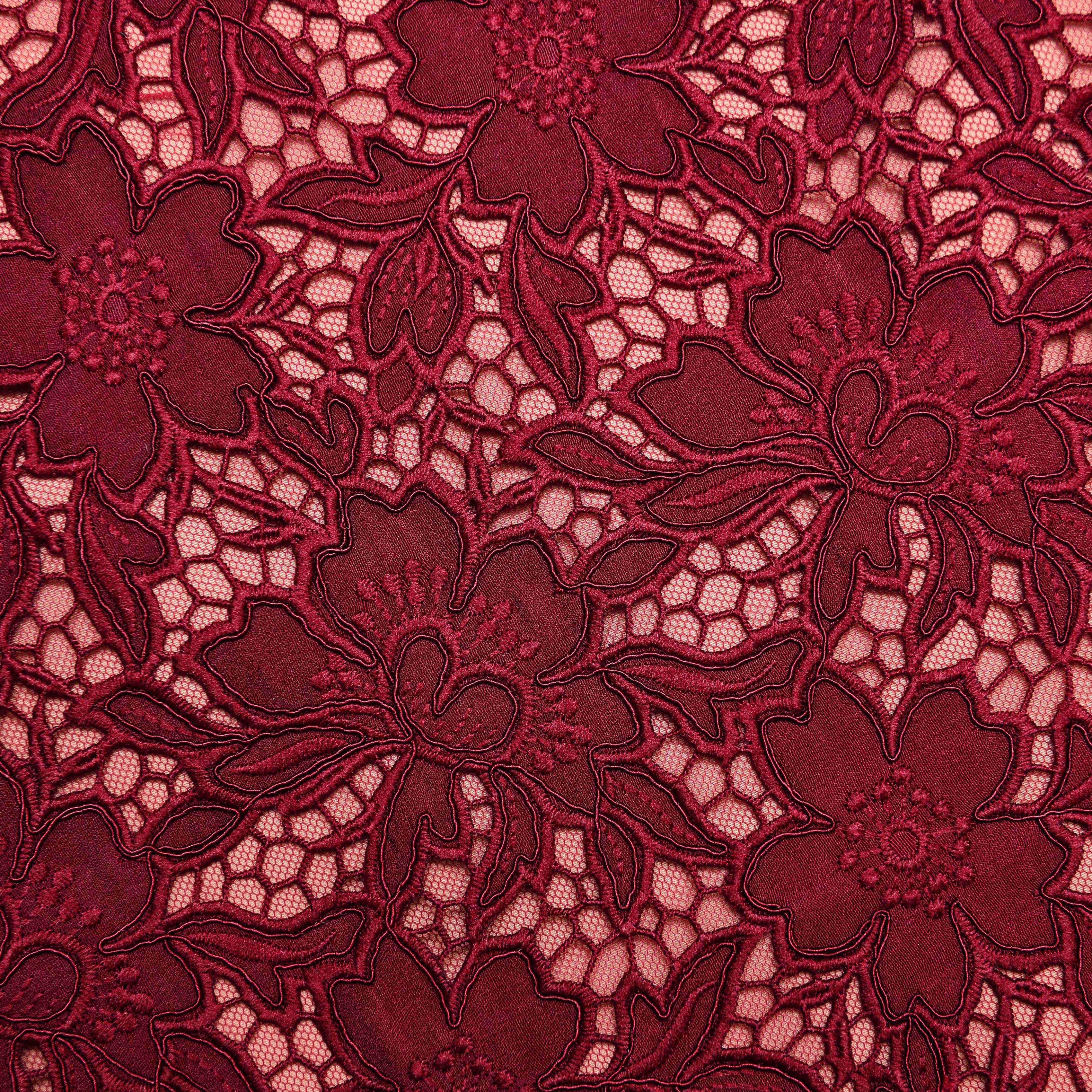 Burgundy Guipure Lace Midi Skirt - Image 5