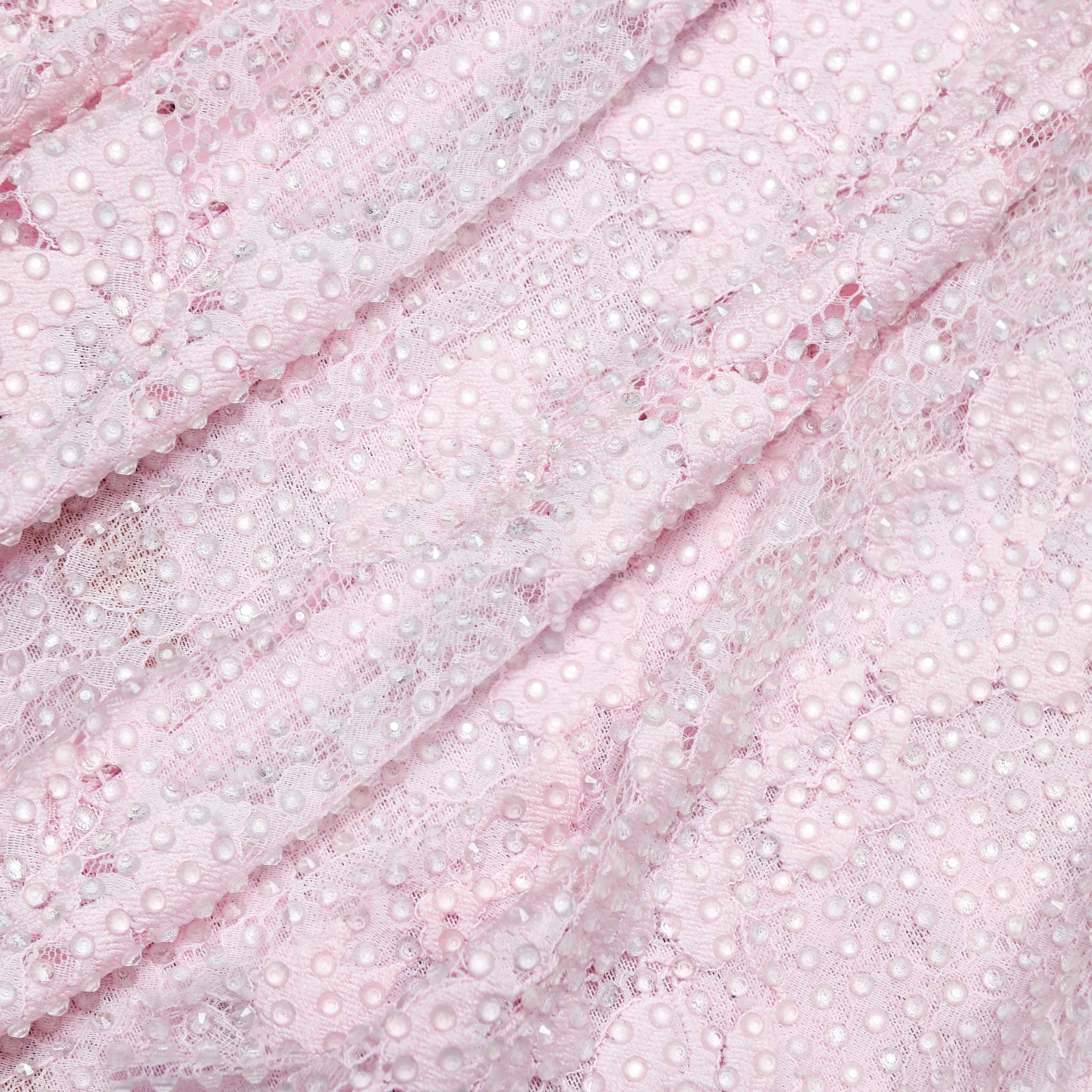 Pink Rhinestone Lace Drape Top - Image 5