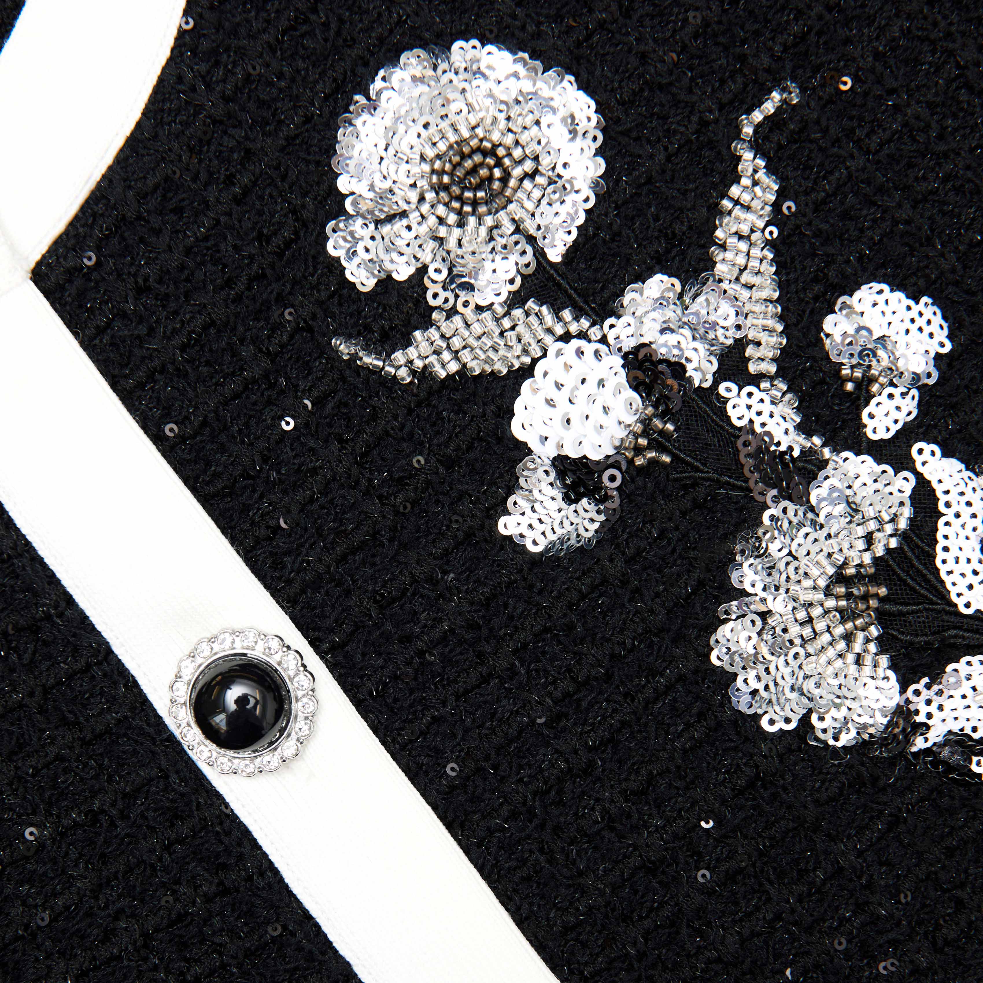 Black Floral Textured Knit Jacket - Image 5