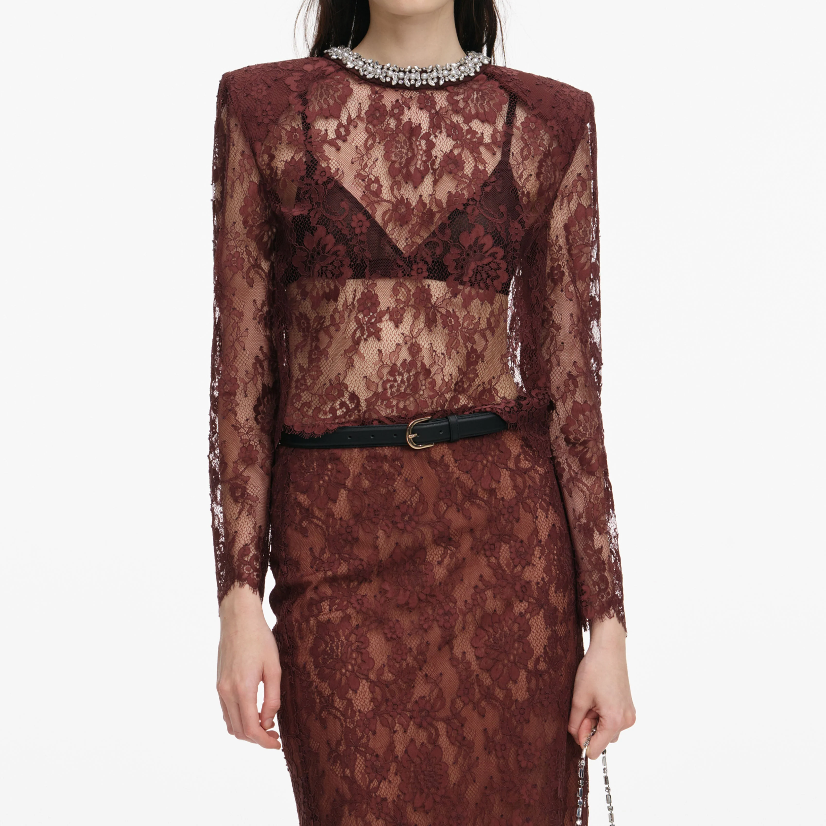 Brown Floral Lace Top - Image 4