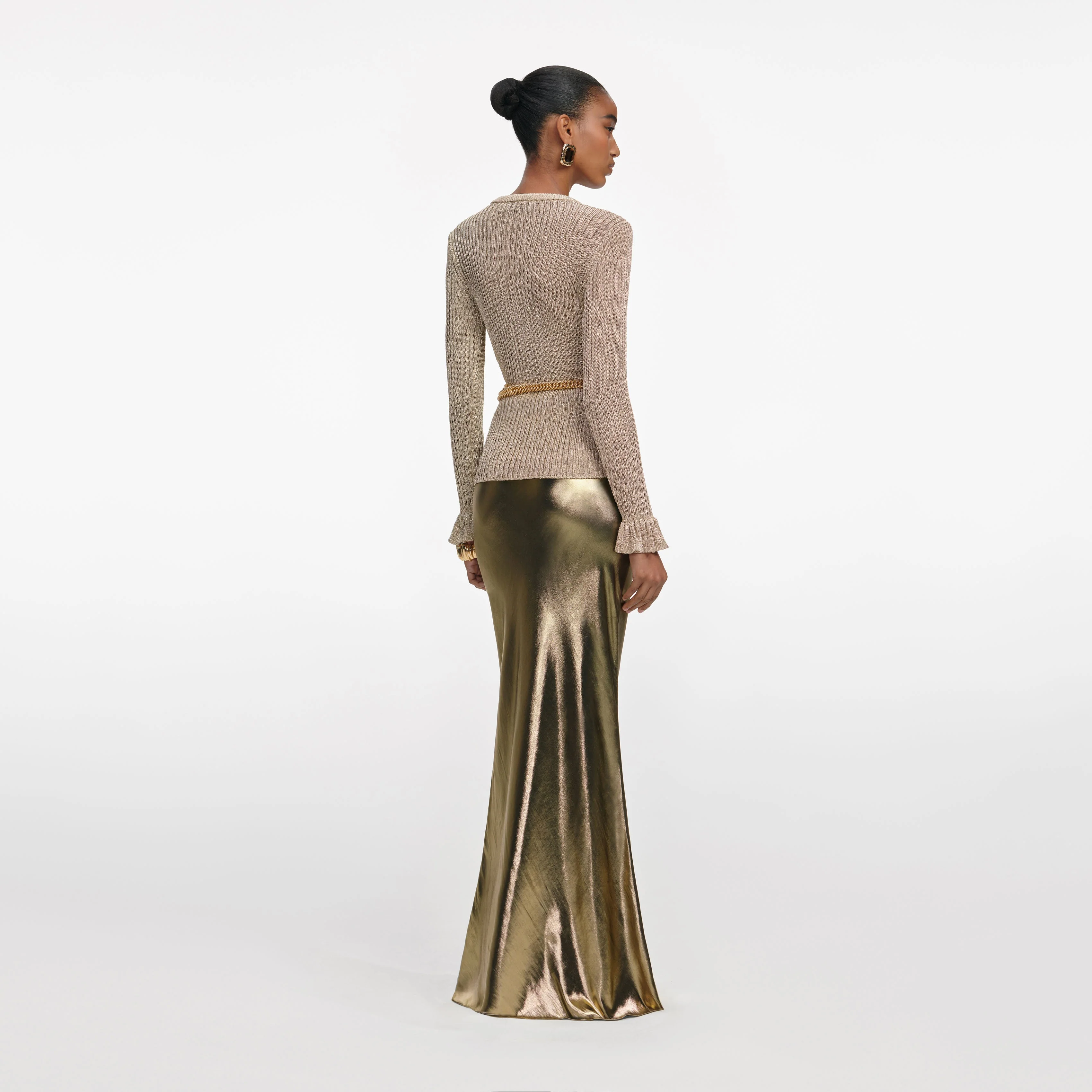 Gold Lurex Ribbed Knit Top - Image 3