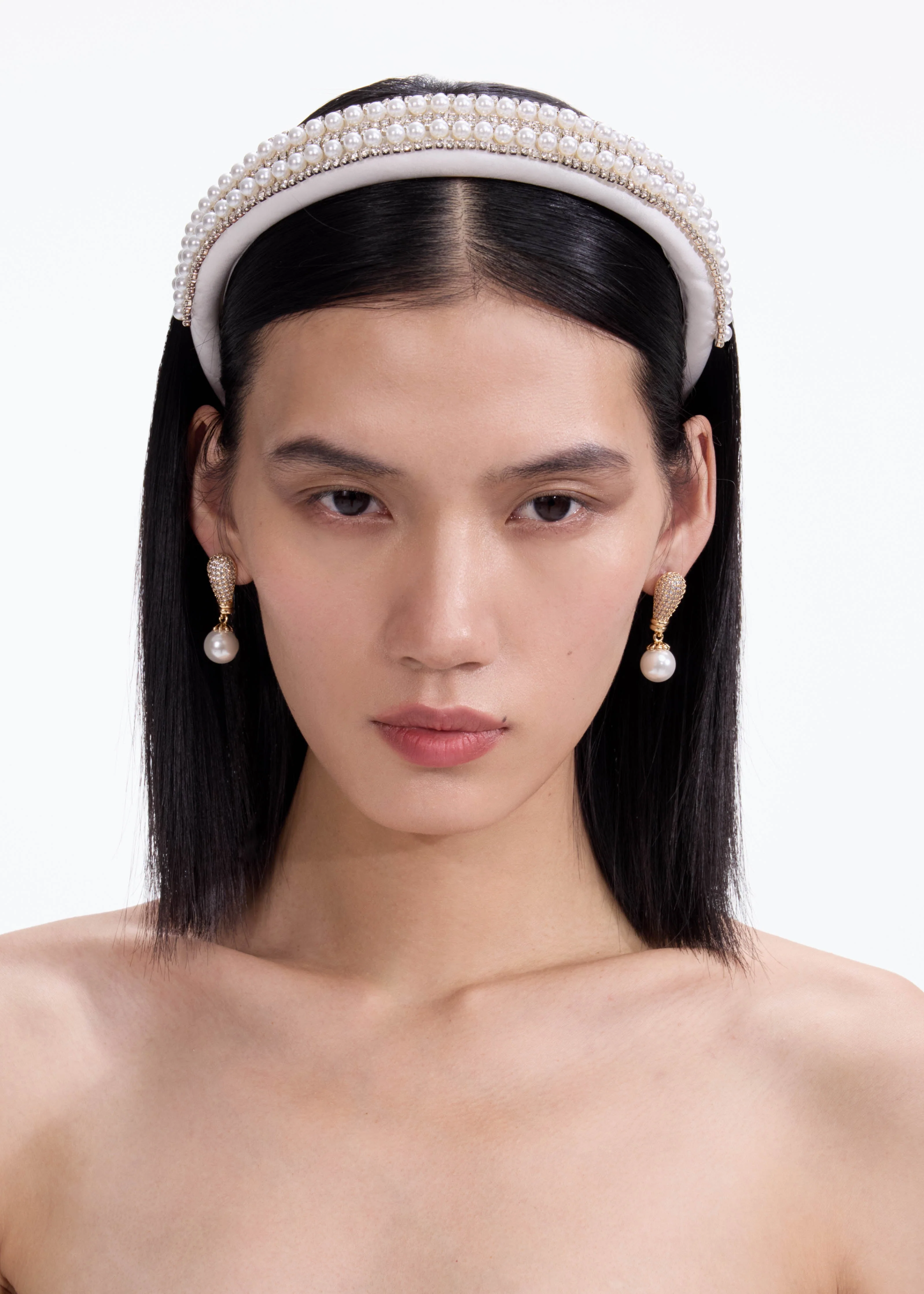 Crystal Pearl Satin Headband - Image 3