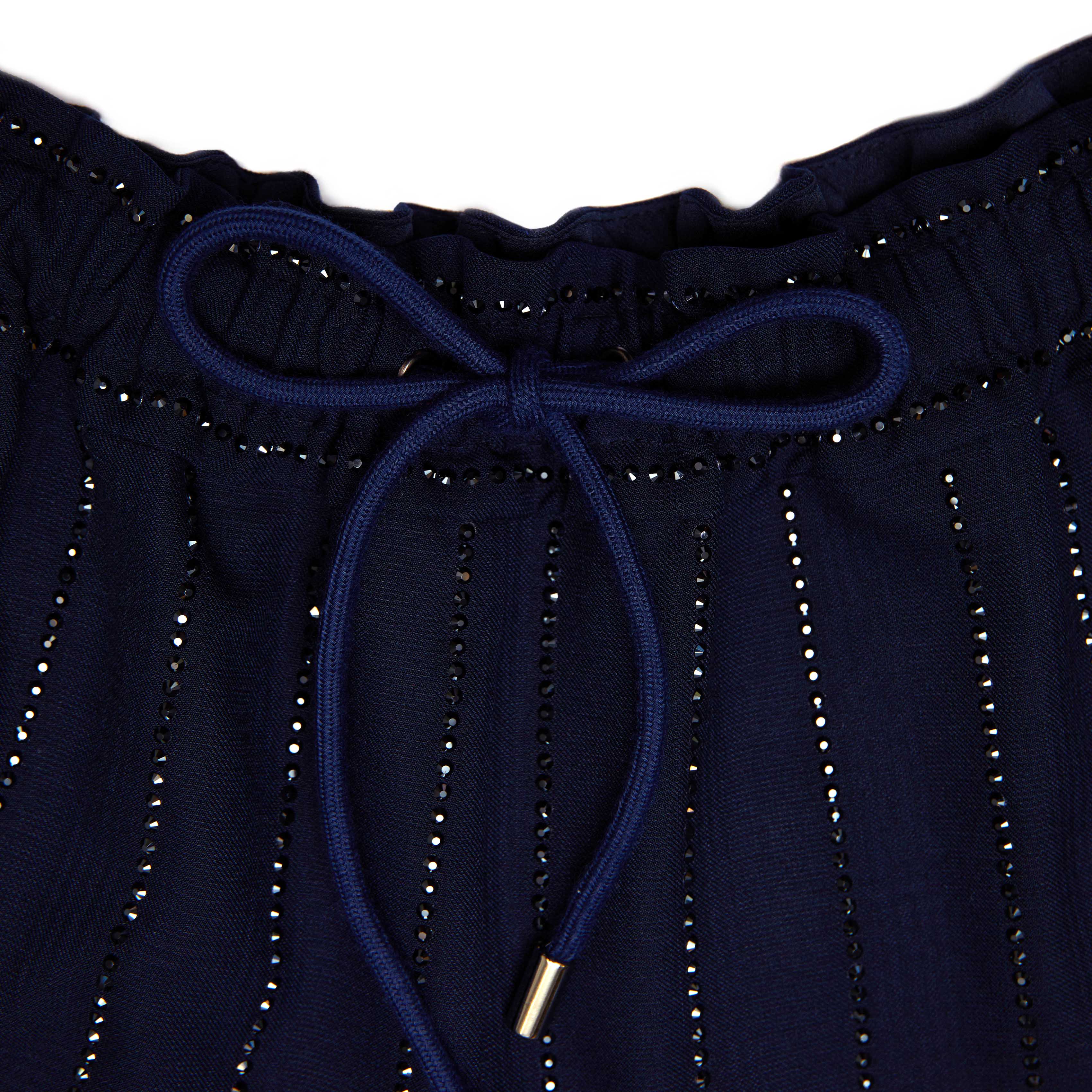 Navy Rhinestone Pinstripe Trousers - Image 6