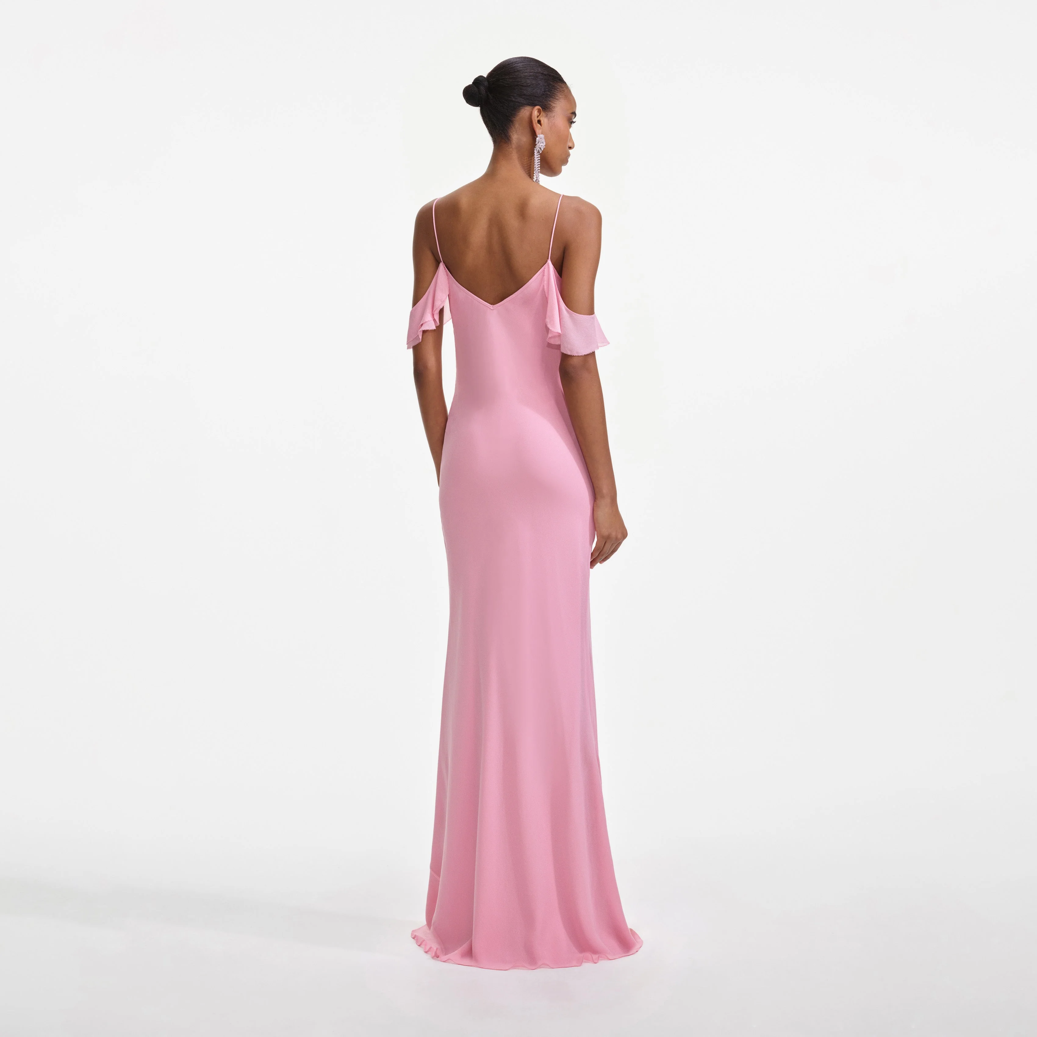 Pink Georgette Flower Maxi Dress - Image 3