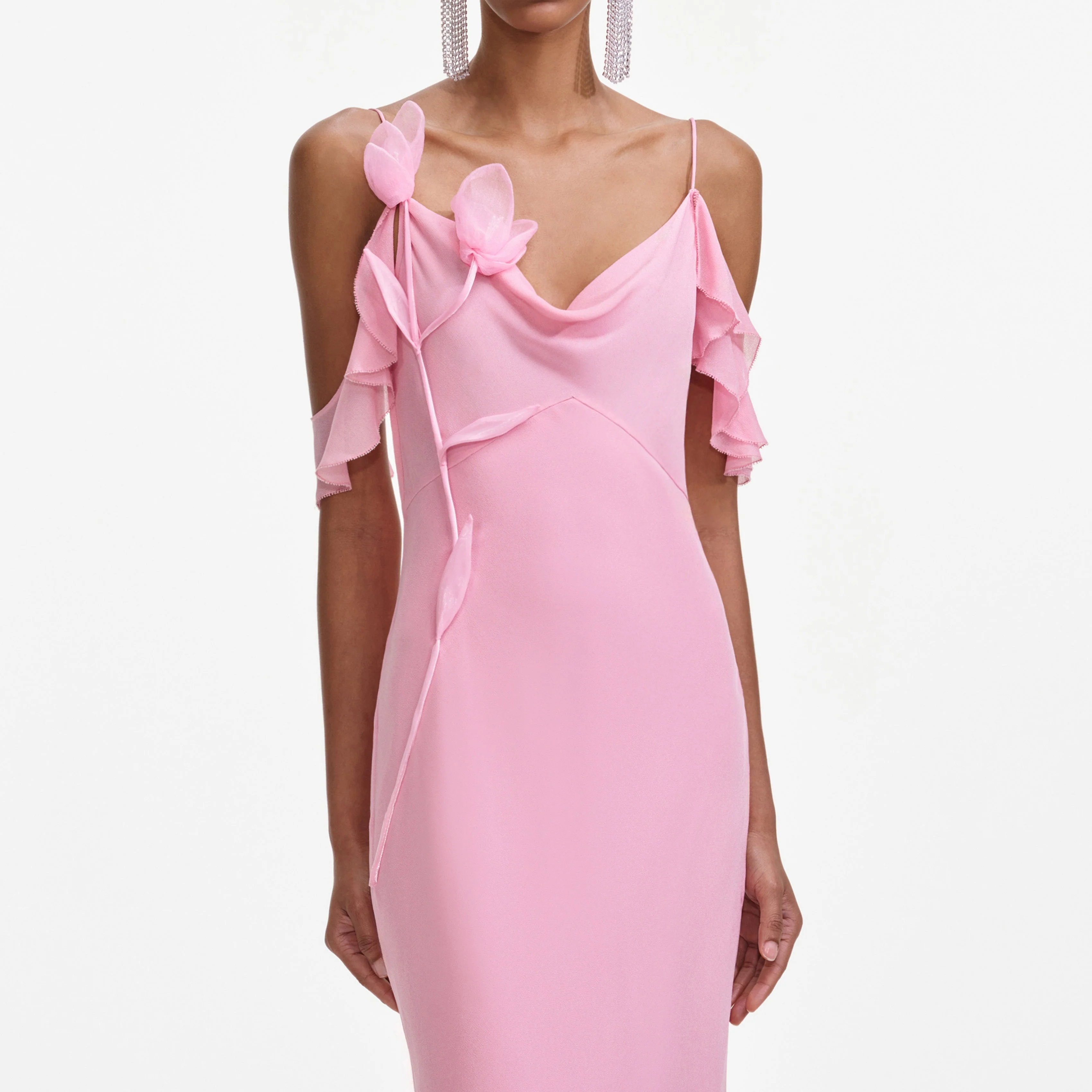 Pink Georgette Flower Maxi Dress - Image 4