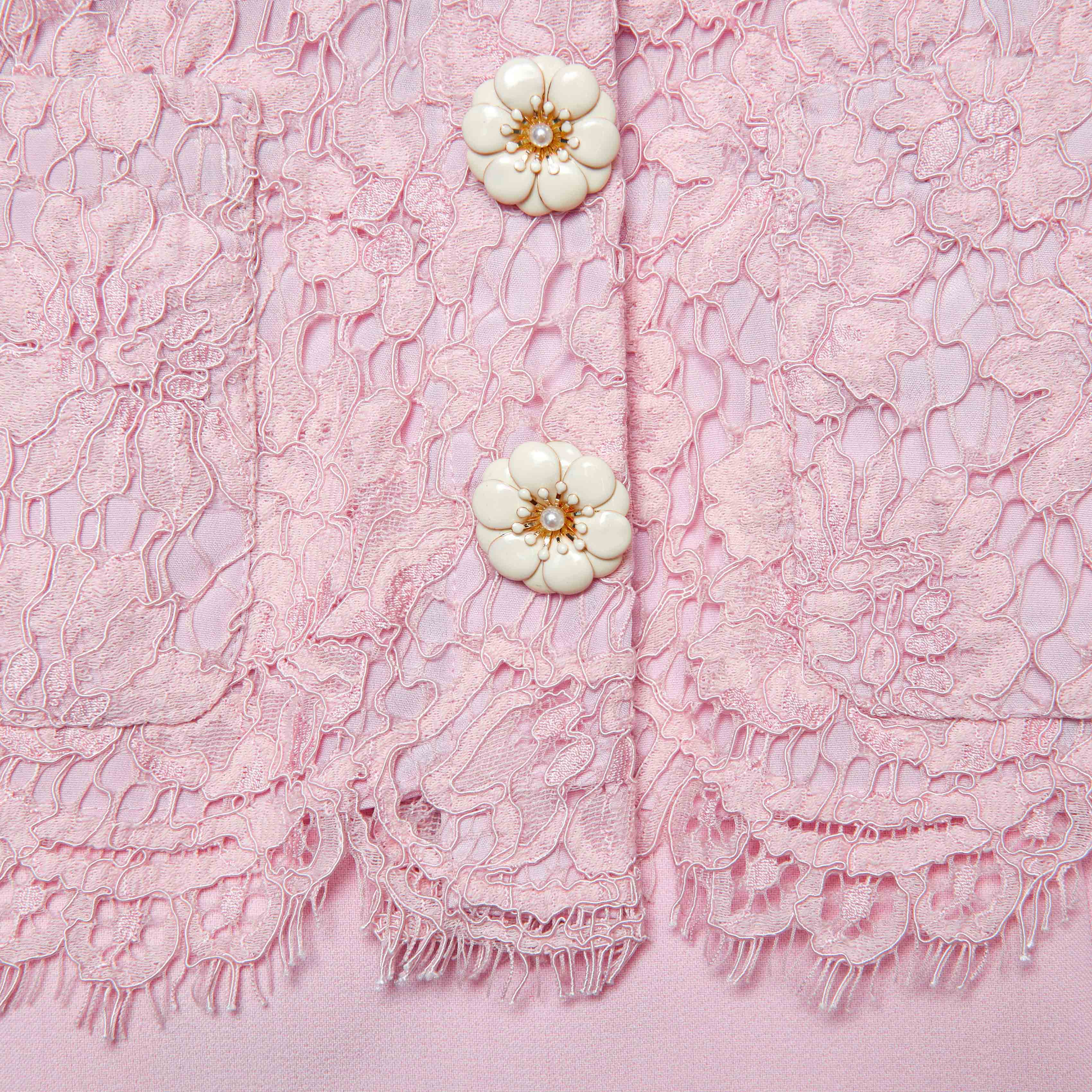 Pink Tailored Lace Midi Dress - Image 5