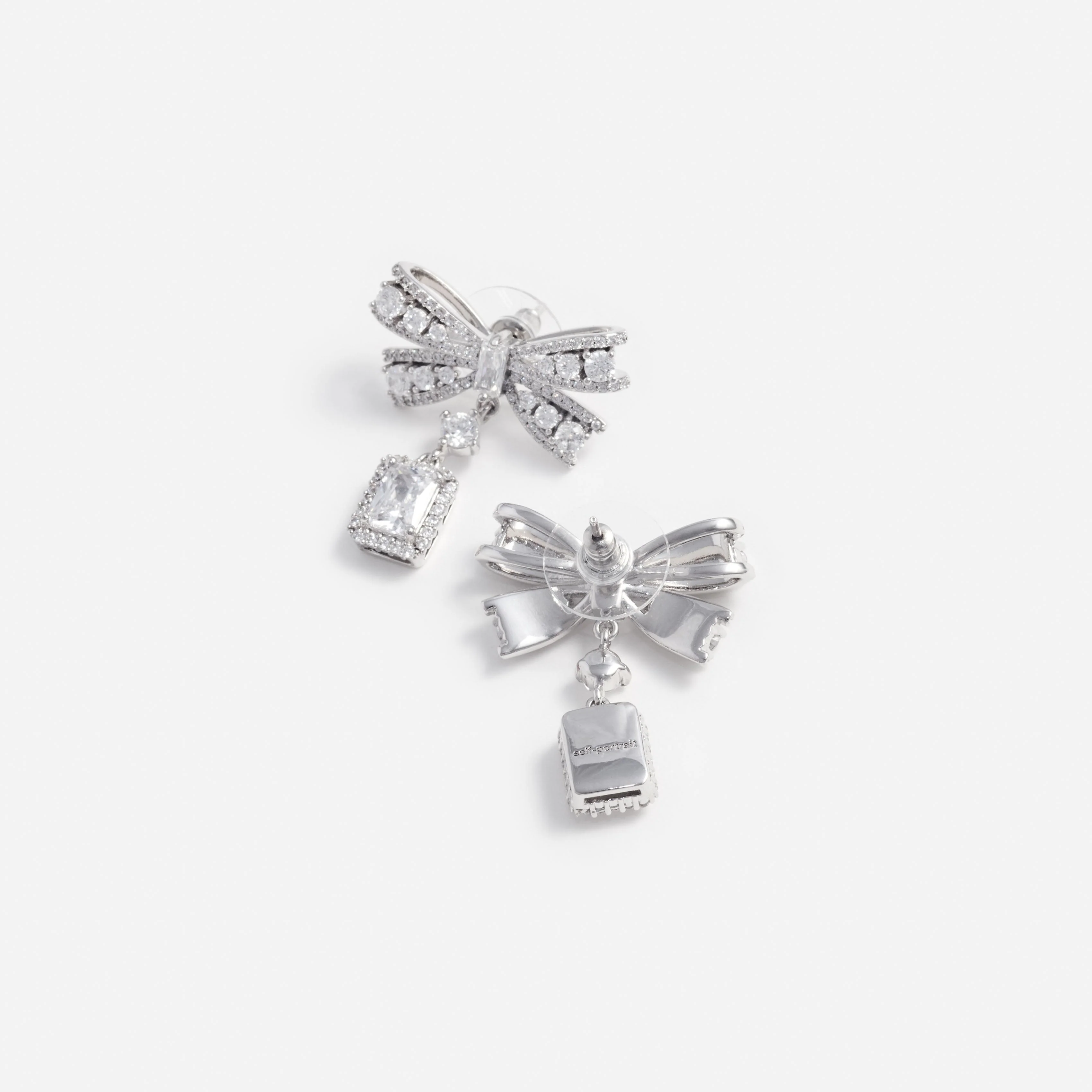 Bow Crystal Drop Earrings - Image 3