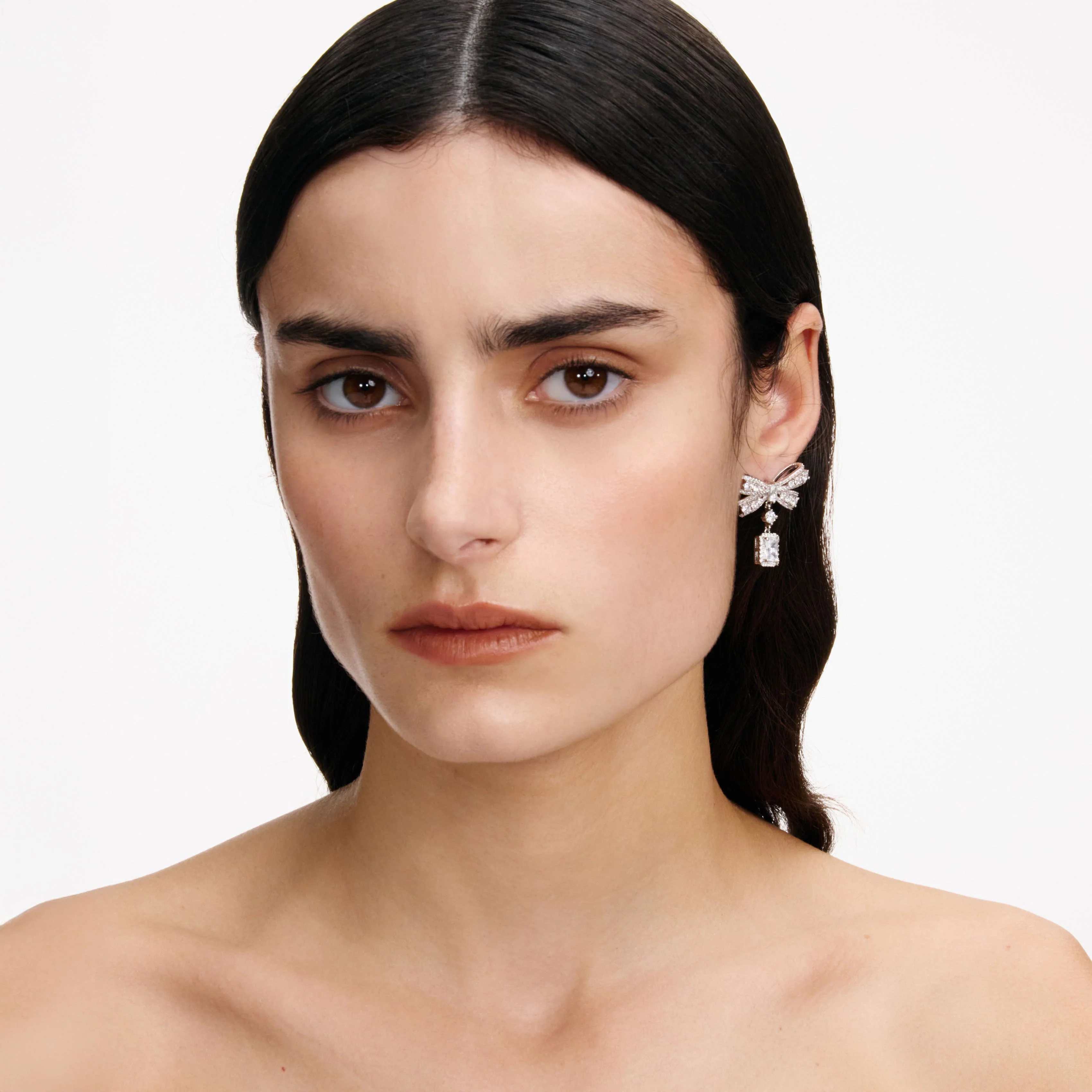 Bow Crystal Drop Earrings - Image 4