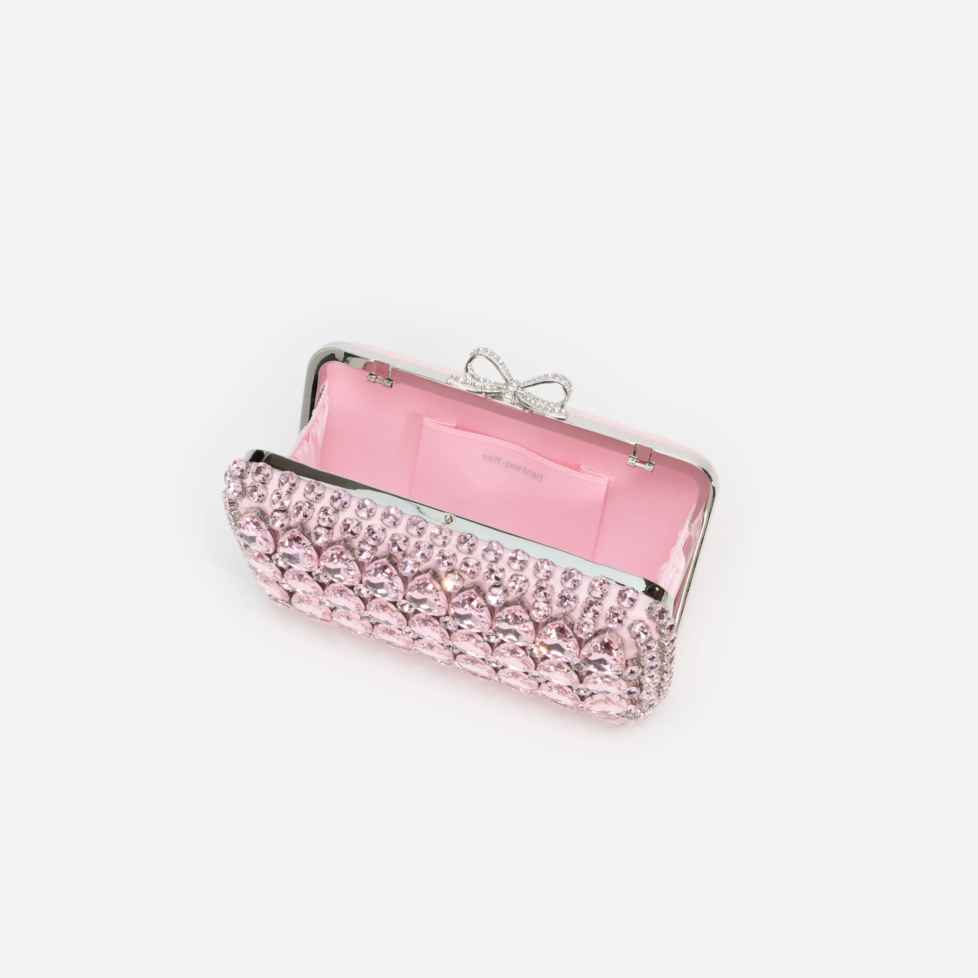 Pink Satin Crystal Clutch Bag - Image 5