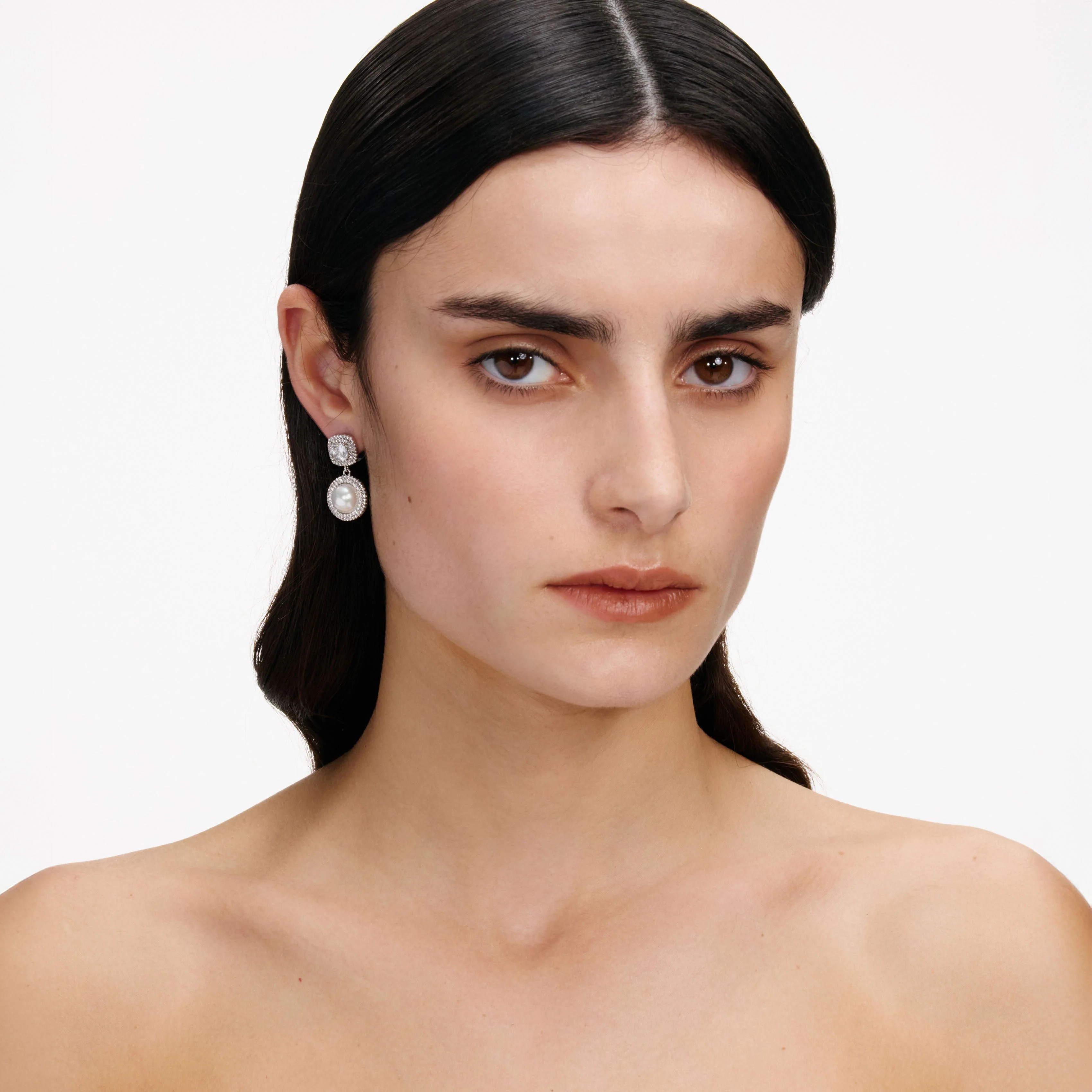 Silver Pearl Drop Earrings - Image 4