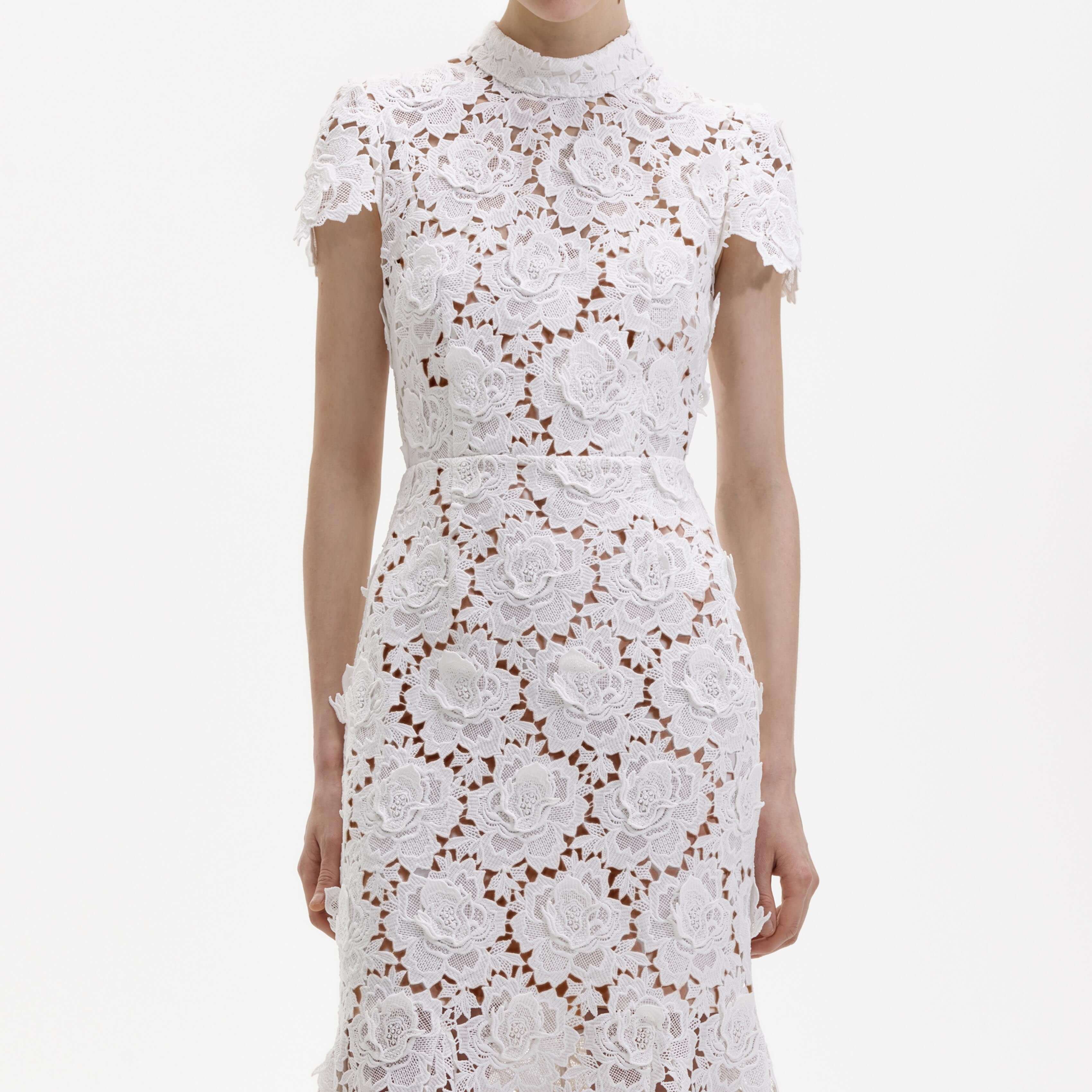 White Flower Lace Midi Dress - Image 4